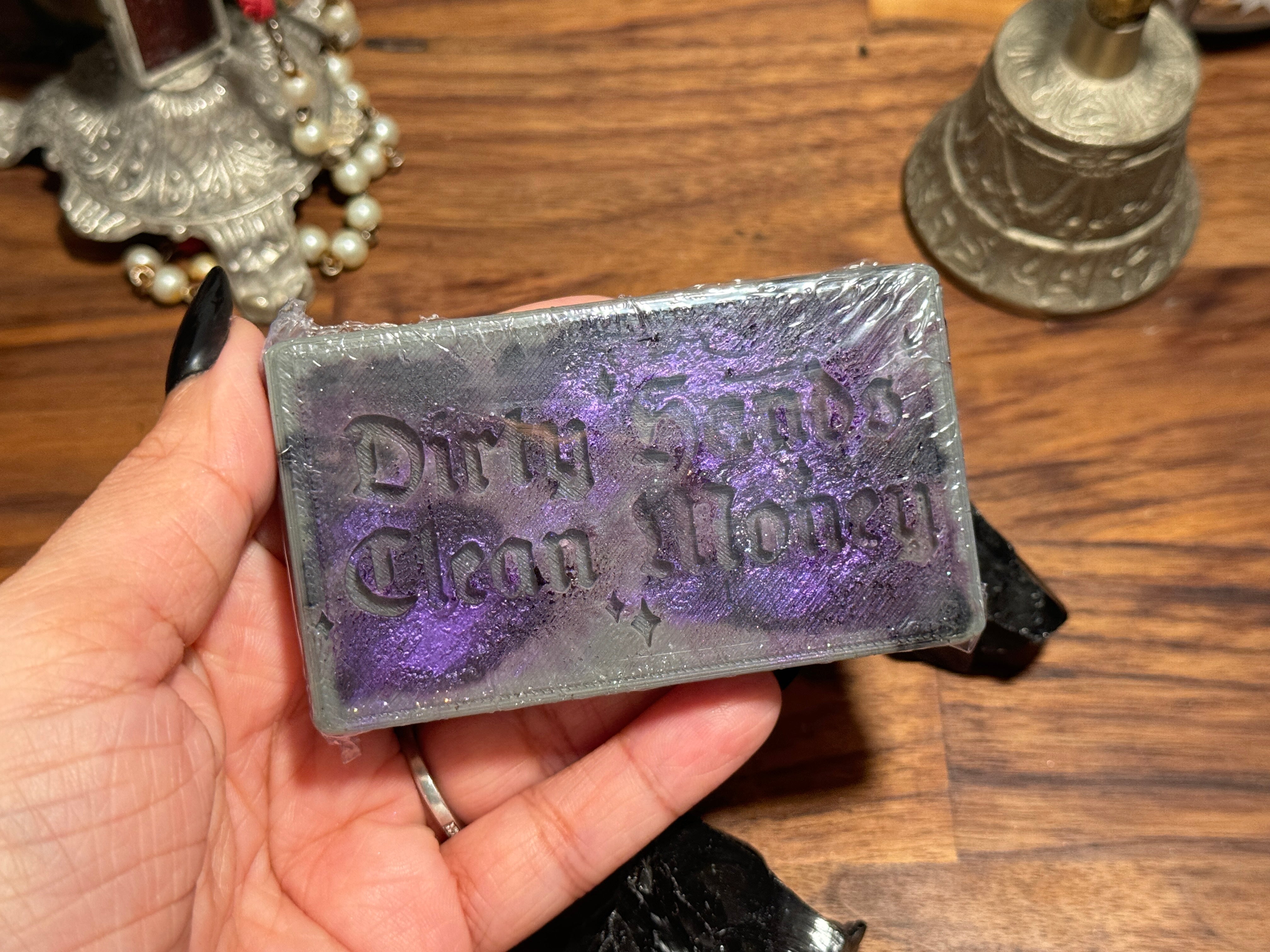 Dirty Hands Clean Money Soap | Organic Goat Milk Soap for Energy Cleansing & Banishing | Handmade Metaphysical Witchcraft Soap