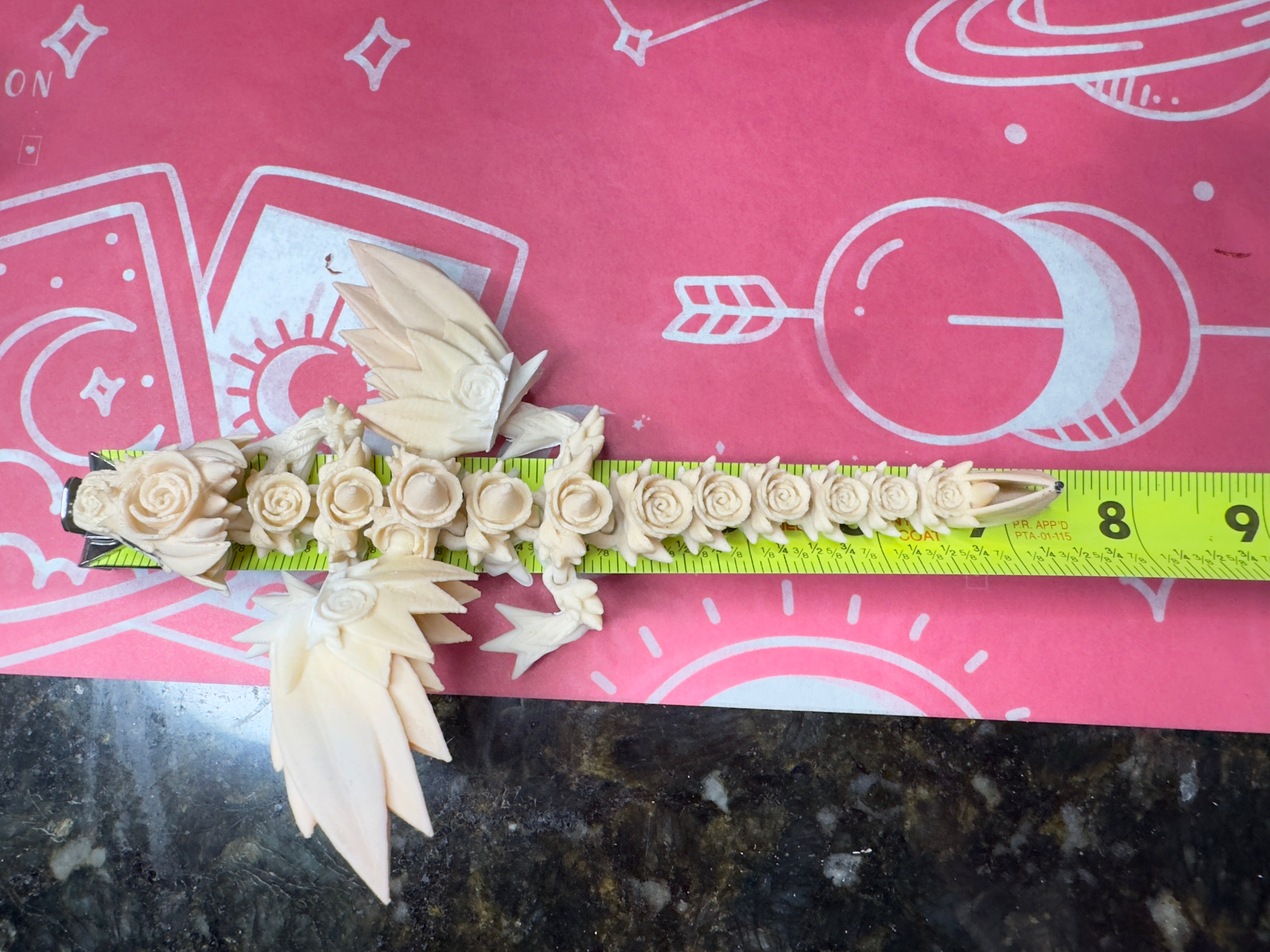 3D Rose Wing Dragon, Pink Gold Silk Color, desk toy, fidget toy, gift for rose lover