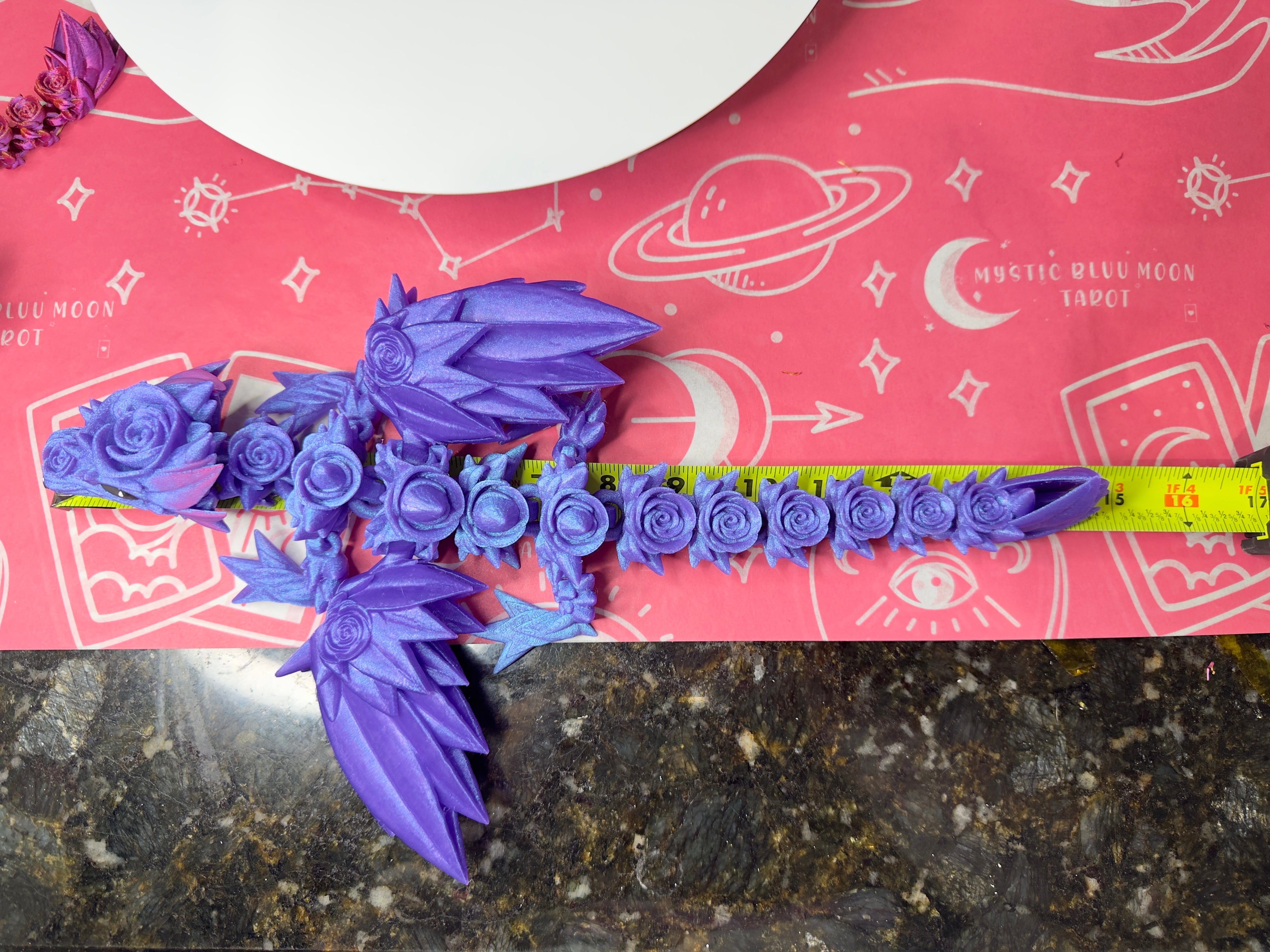 3D Rose Wing Dragon, Pink Gold Silk Color, desk toy, fidget toy, gift for rose lover