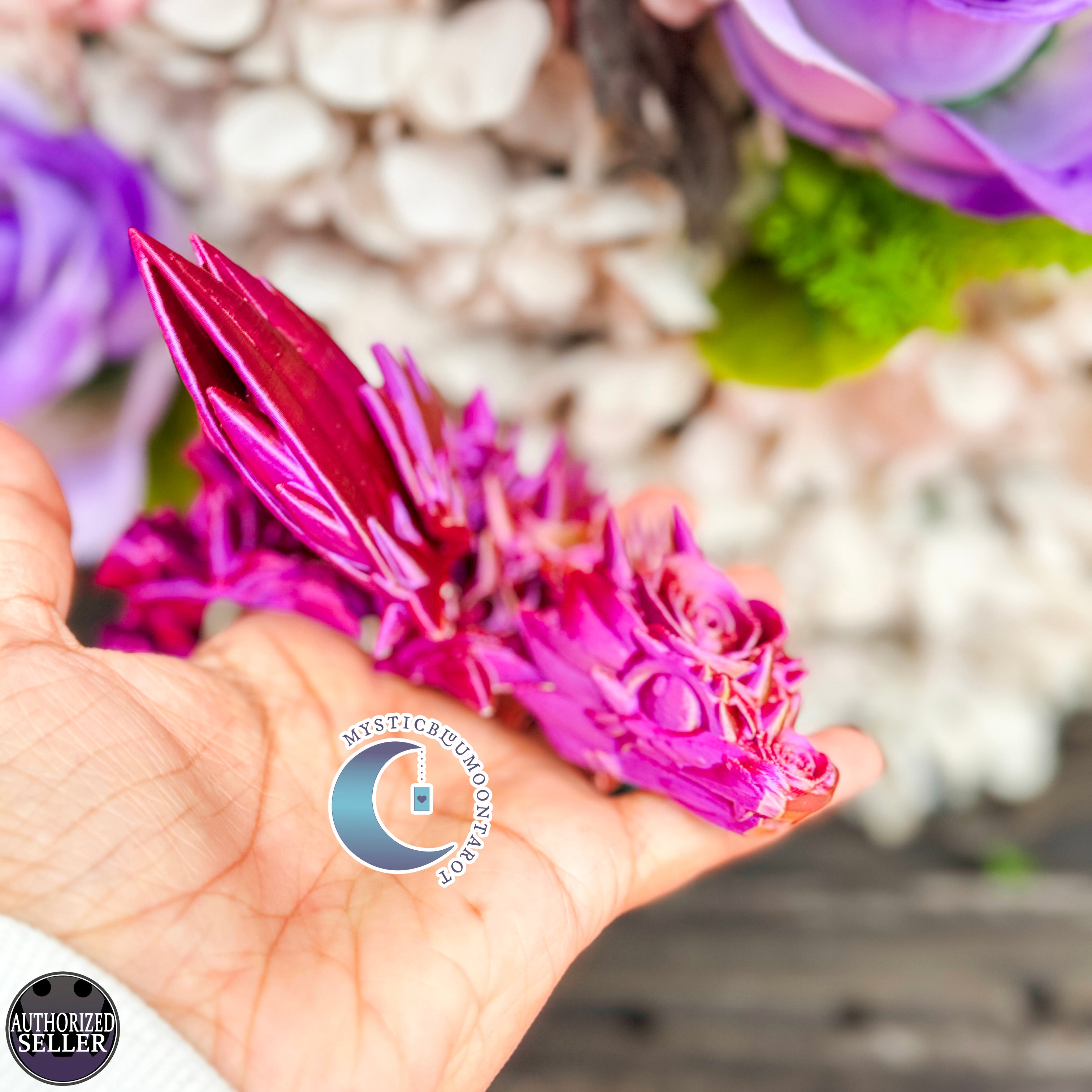 3D Rose Wing Dragon, Pink Gold Silk Color, desk toy, fidget toy, gift for rose lover