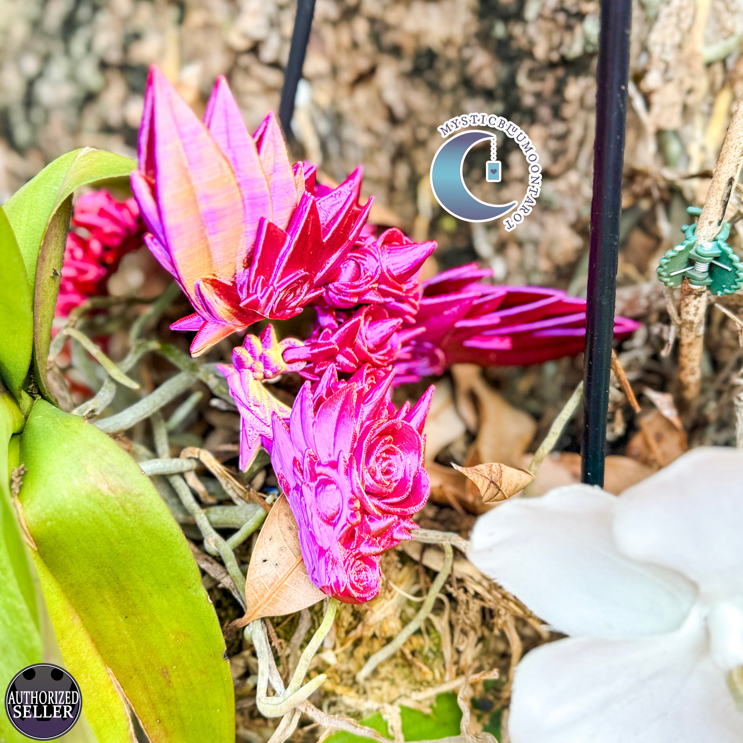 3D Rose Wing Dragon, Pink Gold Silk Color, desk toy, fidget toy, gift for rose lover