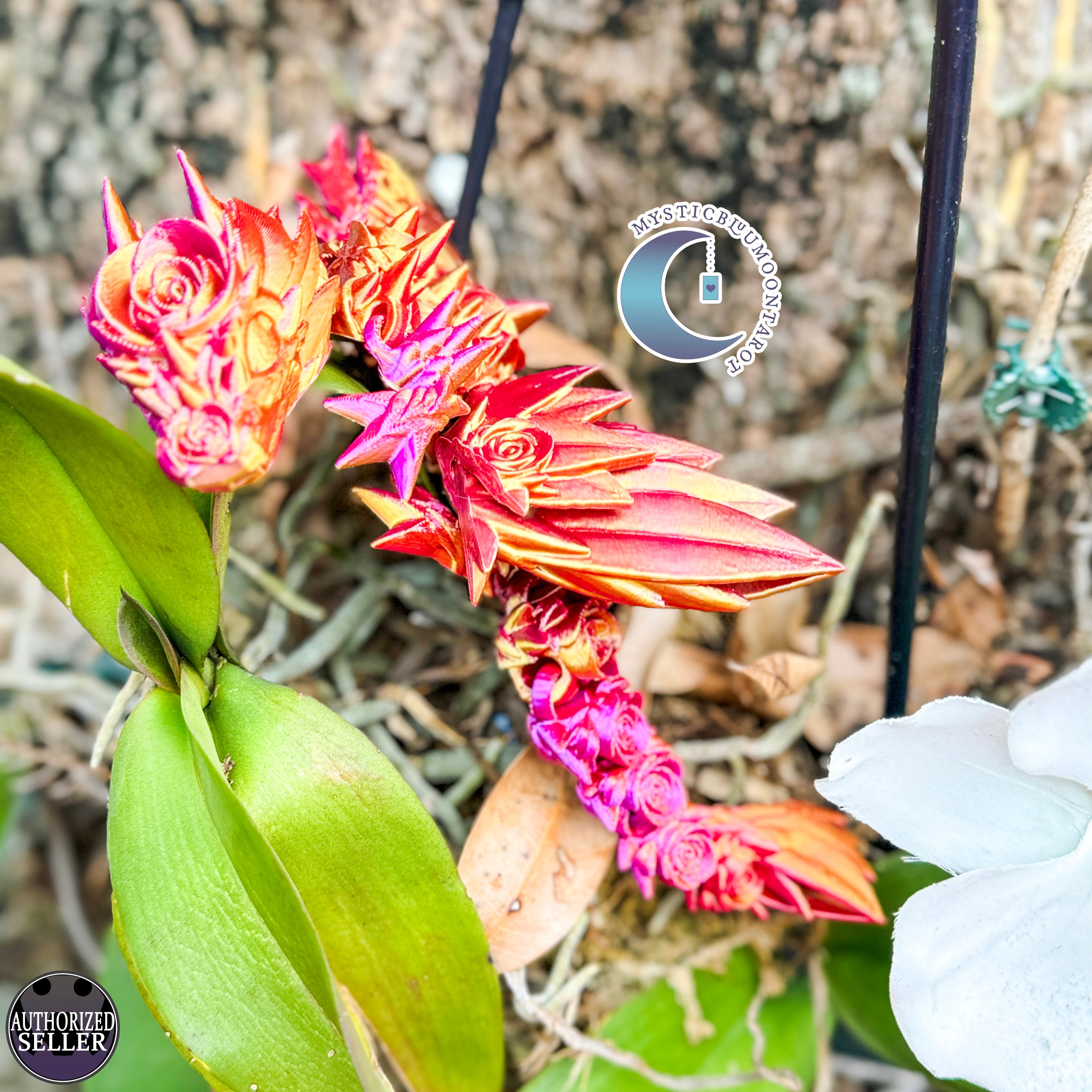 3D Rose Wing Dragon, Pink Gold Silk Color, desk toy, fidget toy, gift for rose lover