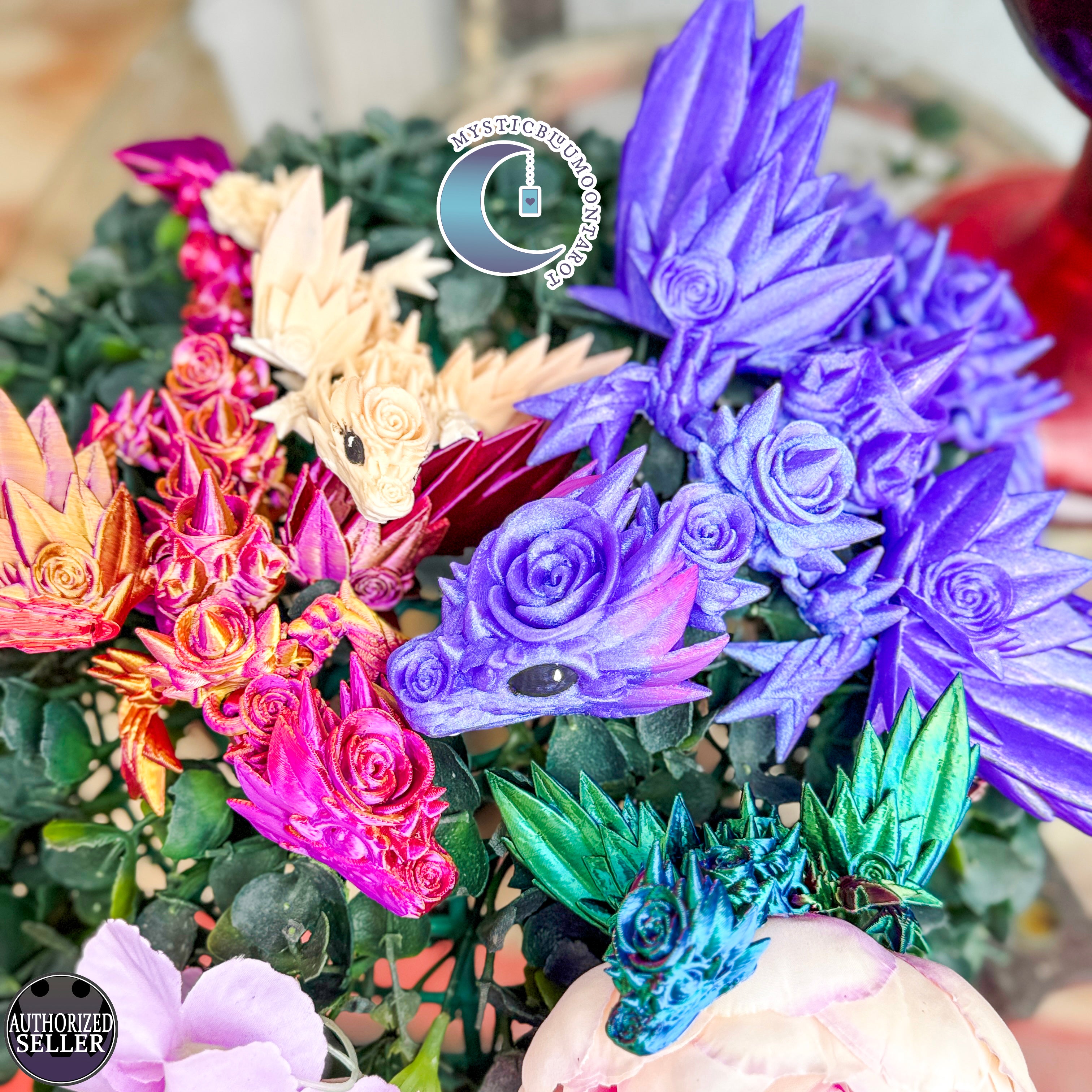 3D Rose Wing Dragon, Pink Gold Silk Color, desk toy, fidget toy, gift for rose lover