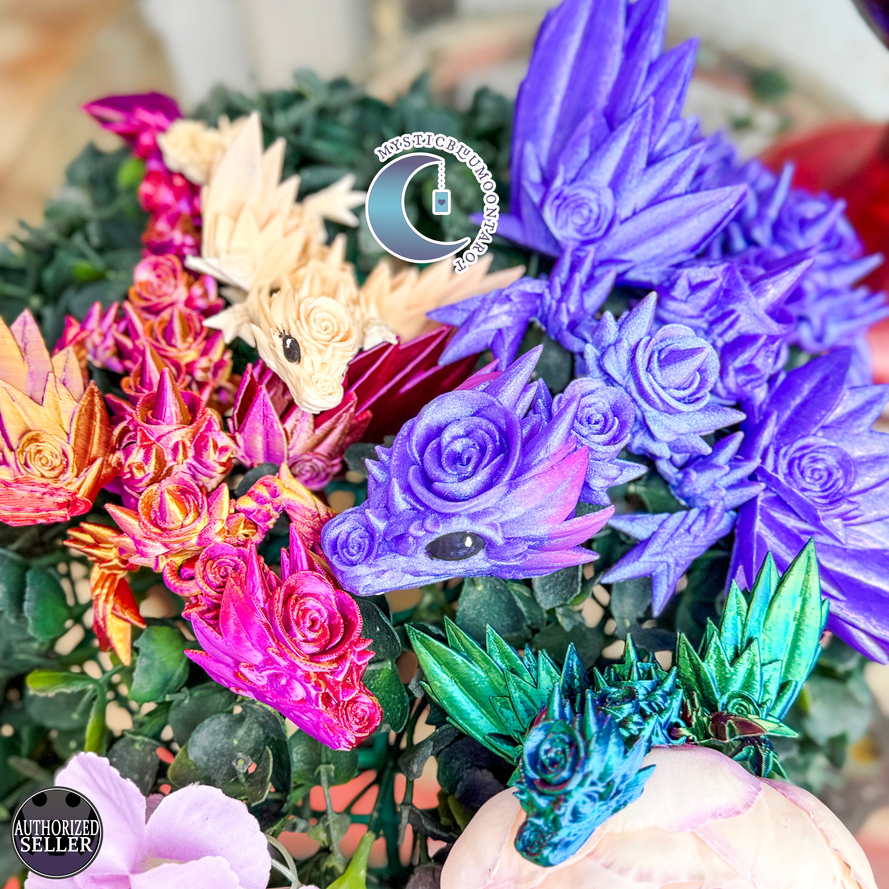 3D Rose Wing Dragon, Pink Gold Silk Color, desk toy, fidget toy, gift for rose lover