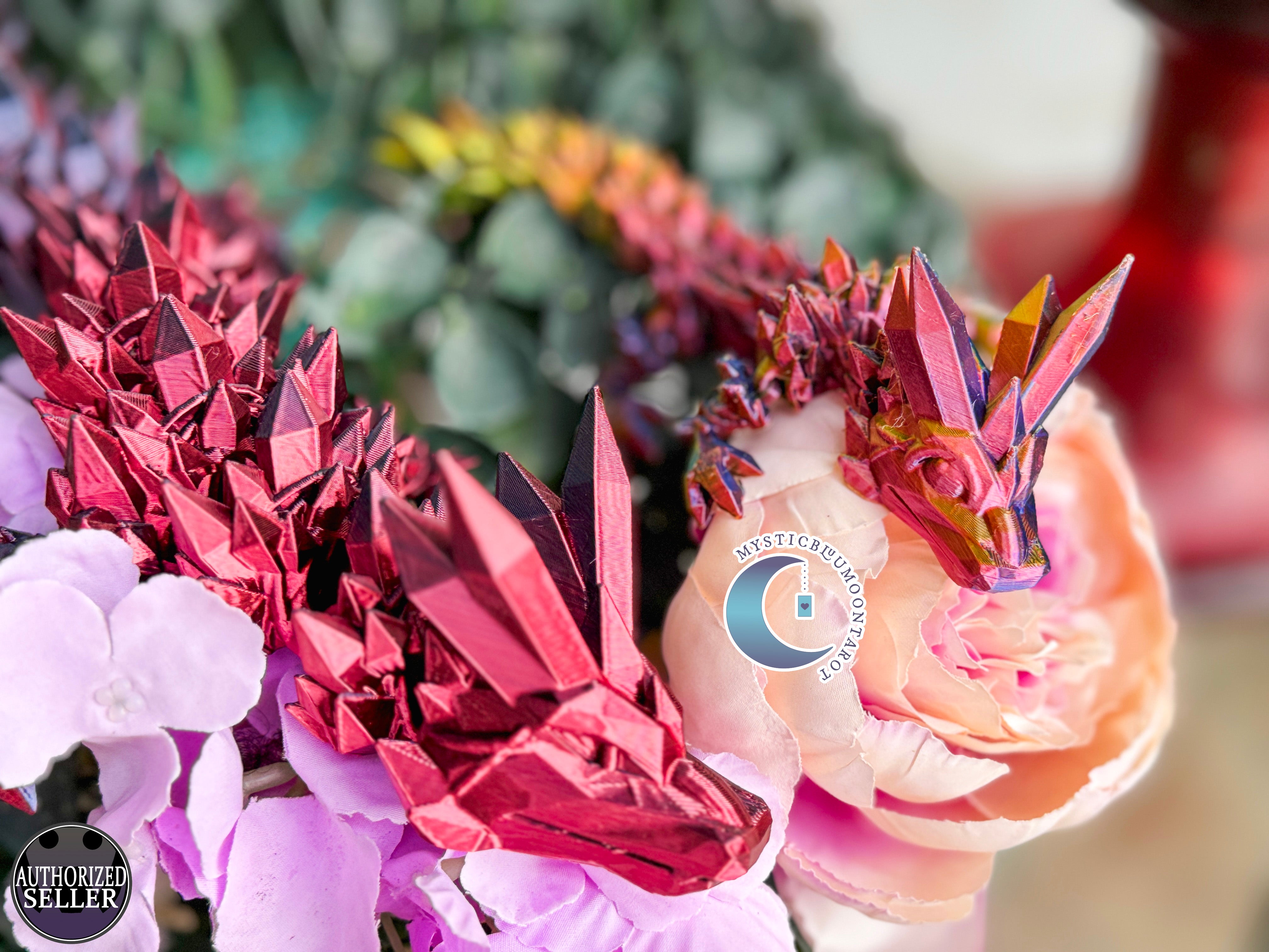 3D printed articulated crystal dragon, showcasing intricate details and flexibility, perfect for fantasy enthusiasts and collectors