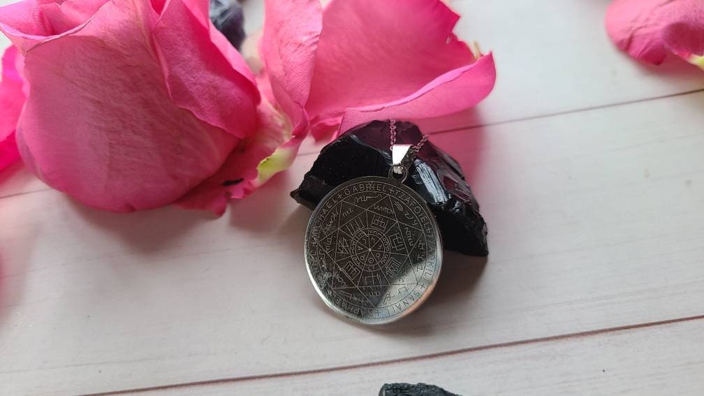 Protection Amulet, Stainless Steel Seven Archangels Seal Amulet Pendant, Spiritual Jewelry, Dainty Occult Necklace, Gift for Her