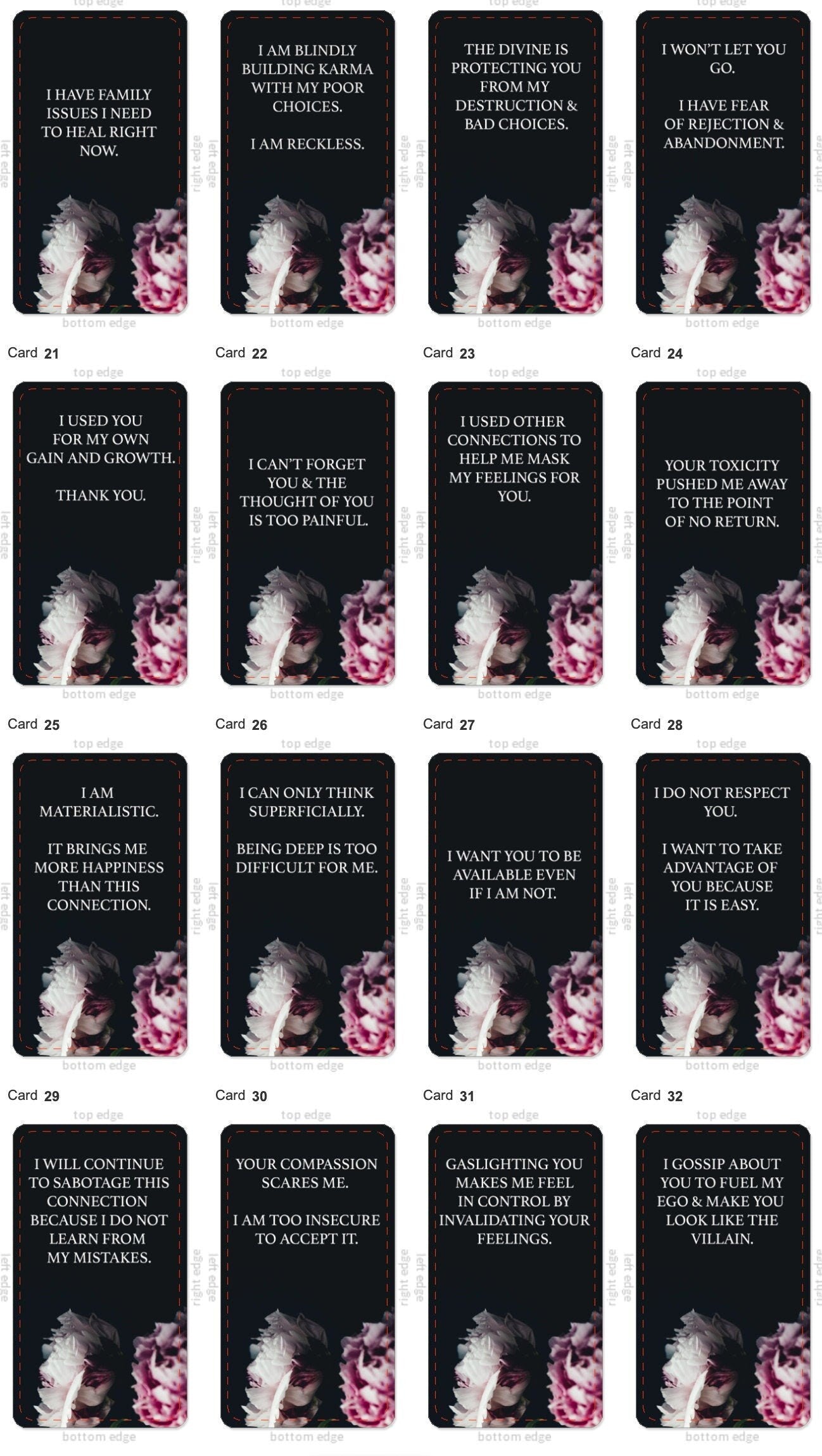 Dark Confessions Of The Soul 2 Oracle Deck Twin Flame Deck Soul Mate Tarot Deck Messages Deck