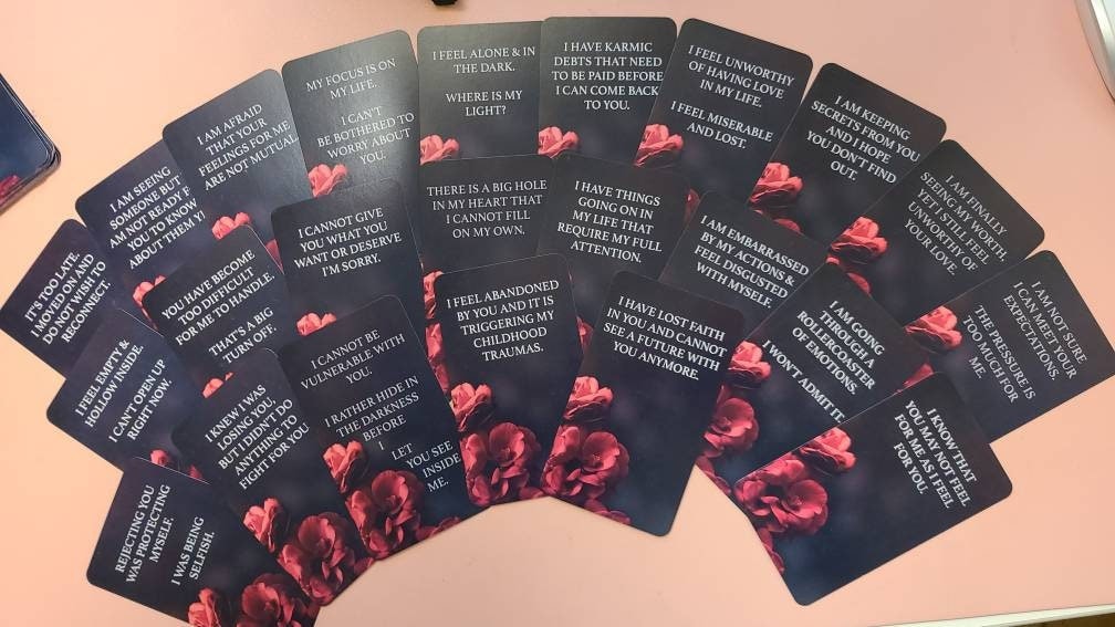 Dark Confessions 1 Oracle Deck Tarot Cards Deck Twin Flame Oracle Cards Love Keywords, Messages Deck, Dark Shadow