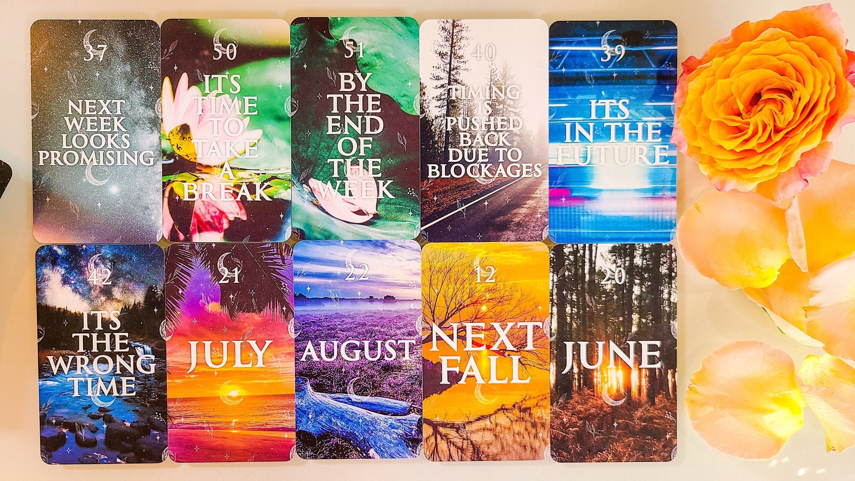 Timing Oracle Deck Time Frame Cards Mystical Moon Situations Twin Flame Deck Tarot Deck Oracle Cards Cosmic