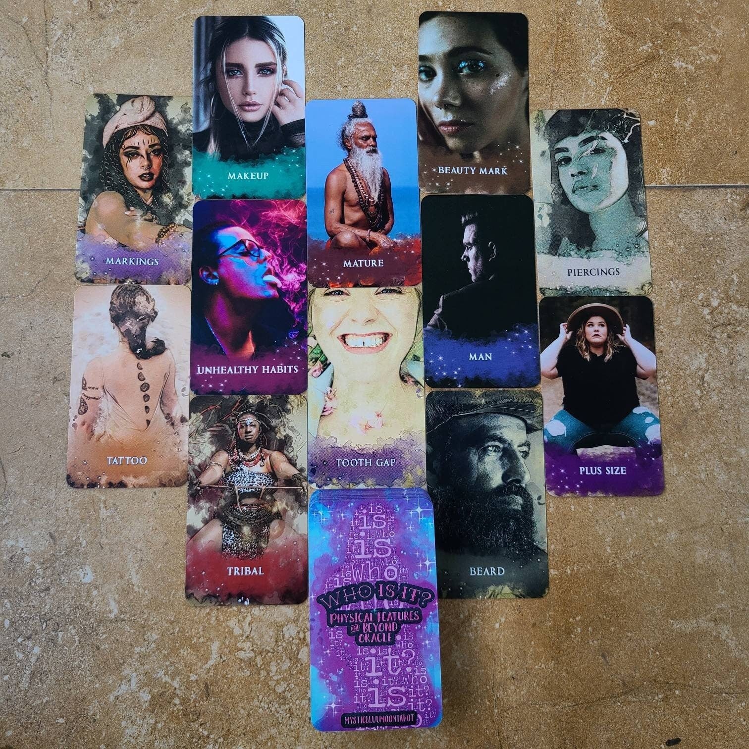 Physical Features Oracle Deck Cards, Who Is It Tarot Size Deck, For Love Readings, General Readings, Divination Tool, Psychic Readings Tool
