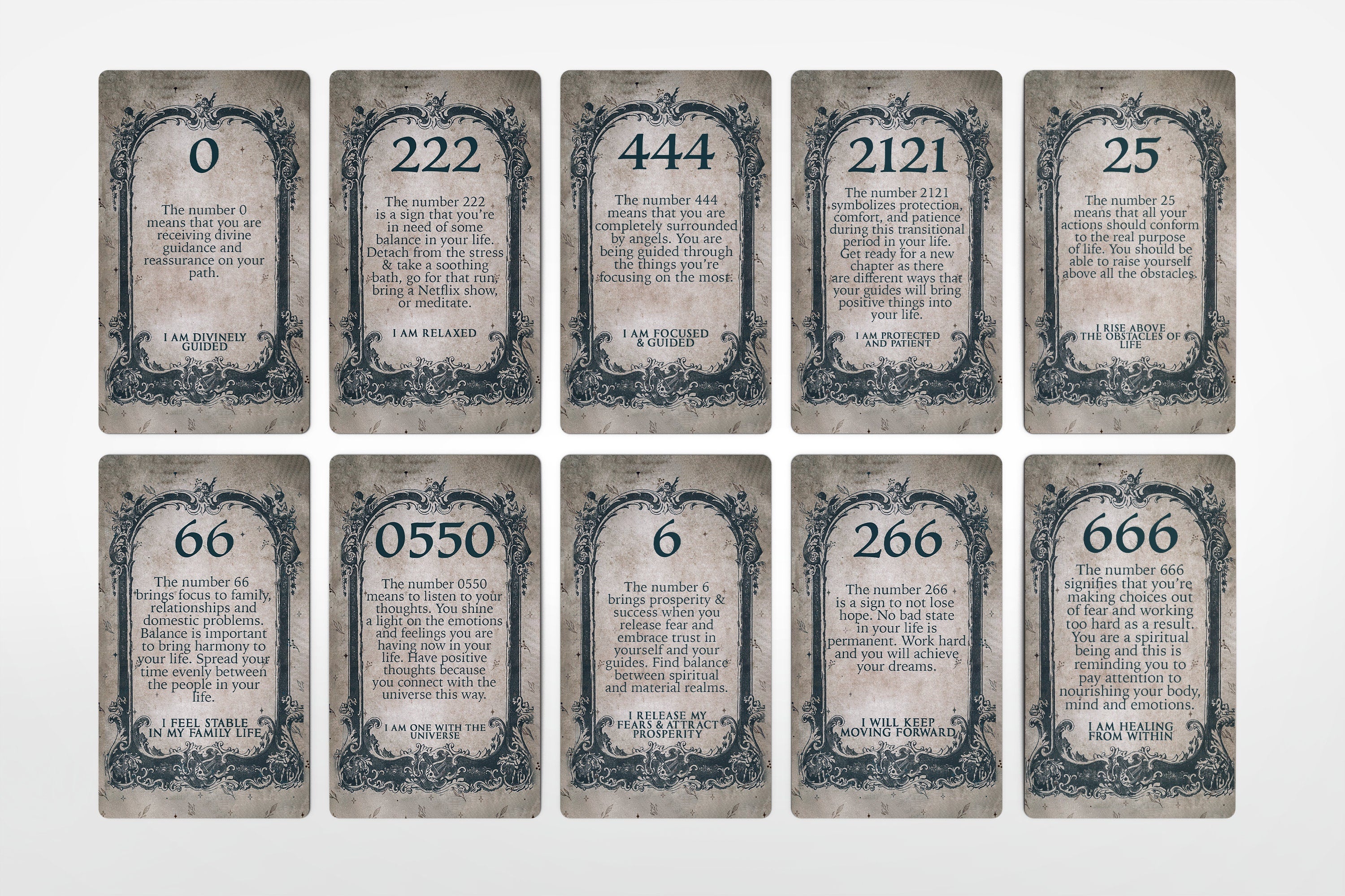 Angel Numbers Messages Oracle Deck Mystic Frames V. 1 Affirmations | Divination Charms | Divination Tools