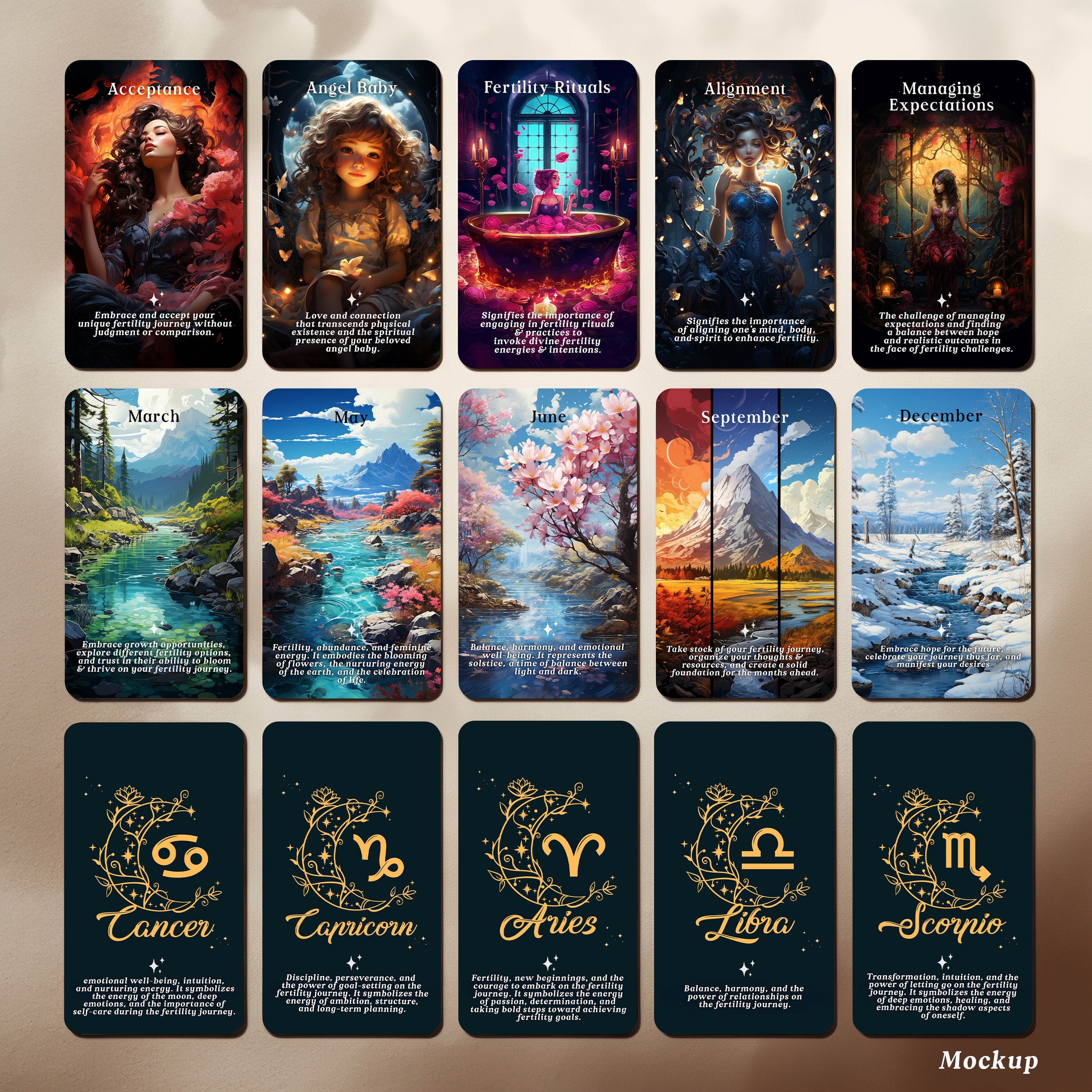 Mystic Blossom Oracle Deck, Fertility Pregnancy Oracle Cards, Messages Guide, Parenthood, Zodiac Timing 76 Cards