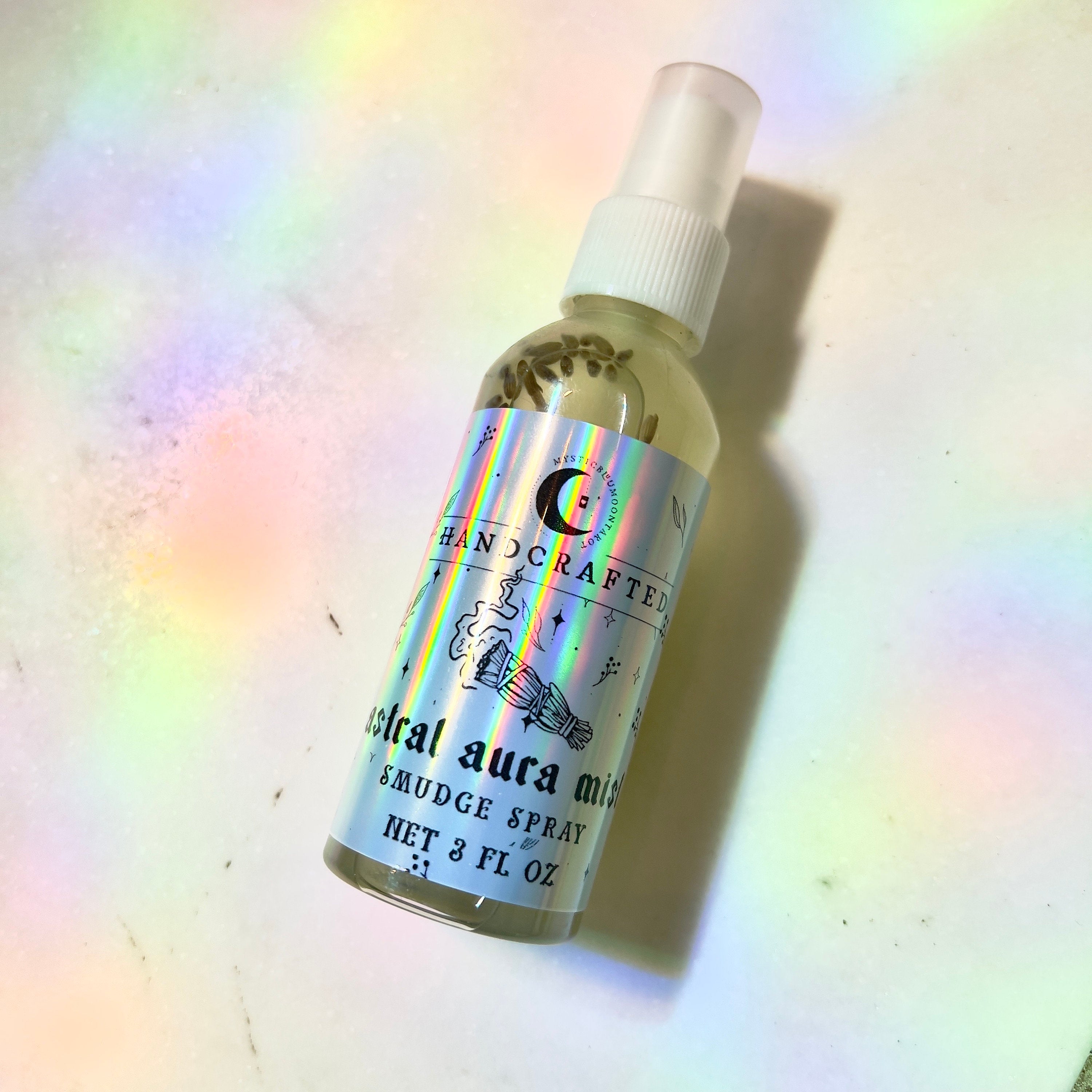 Astral Aura Cleanse: 2oz Smudge Spray - Positive Vibes, Purification, Crystal Infused, Aura Cleansing, Chakra Balancing, Meditation Mist