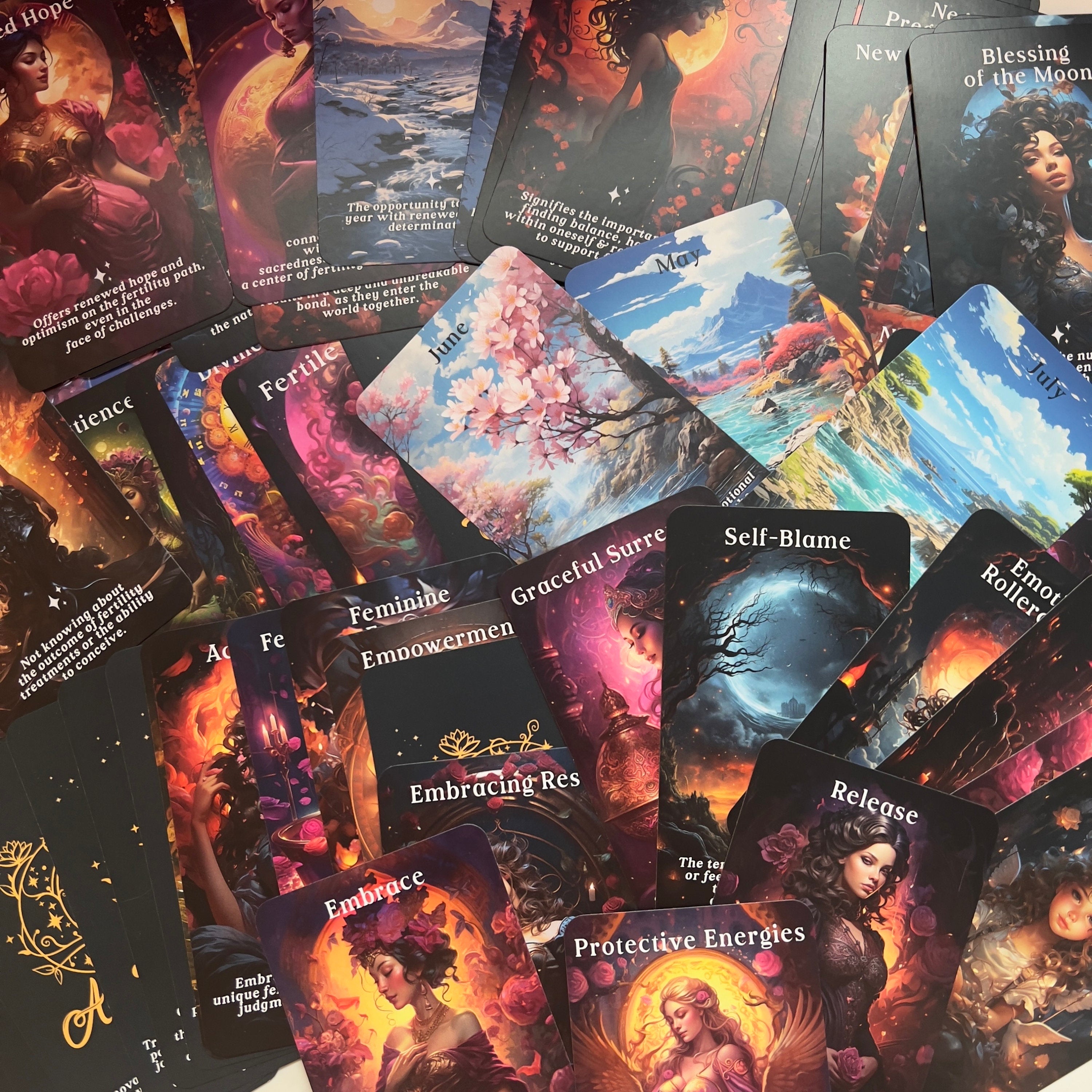 Mystic Blossom Oracle Deck, Fertility Pregnancy Oracle Cards, Messages Guide, Parenthood, Zodiac Timing 76 Cards