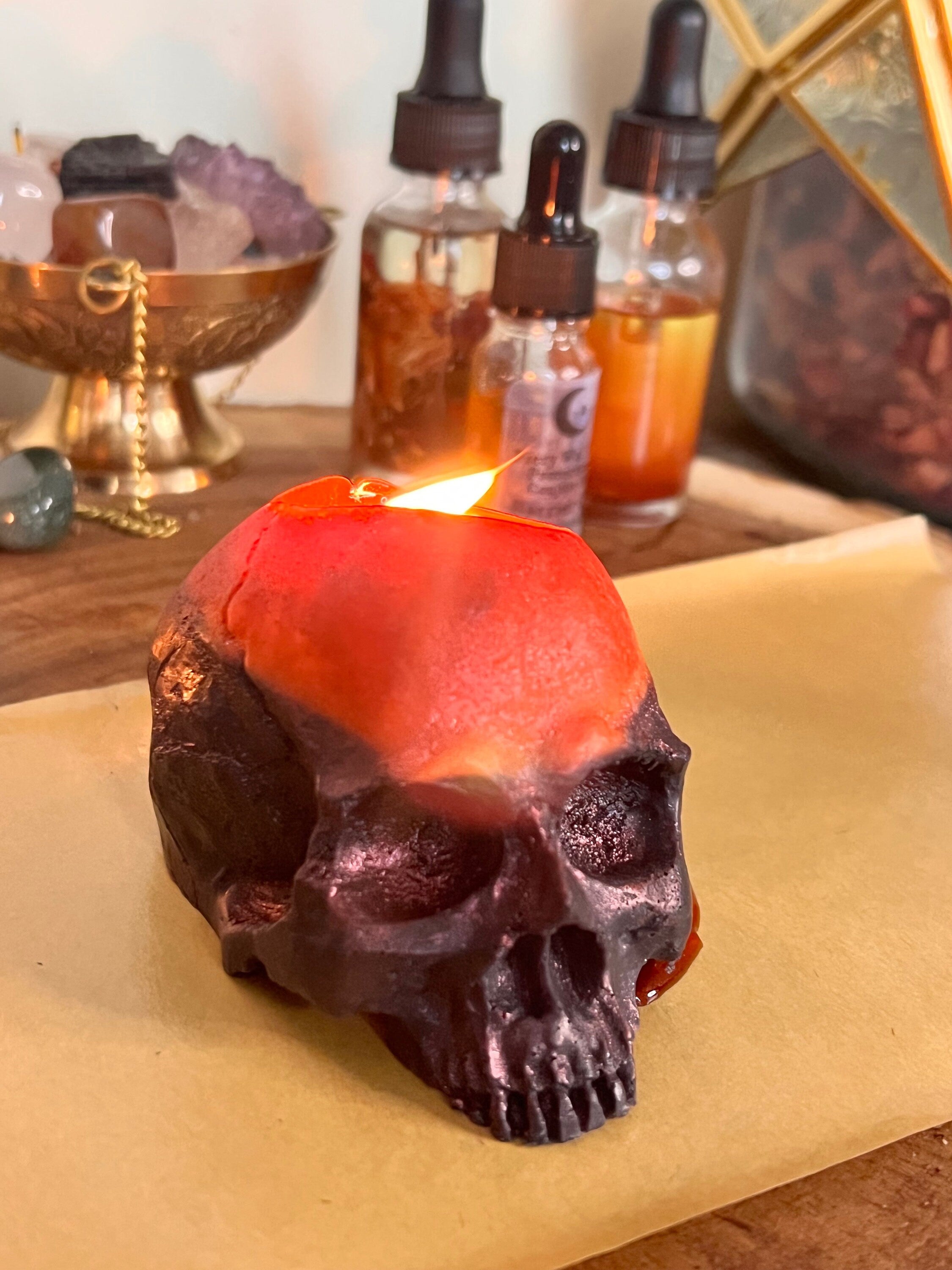 Reversal Skull Candle, Spell Intention Candle Witchcraft Figure Shape Black Magic Spell Head Work Pegan Wicca Hoodoo Voodoo Santeria