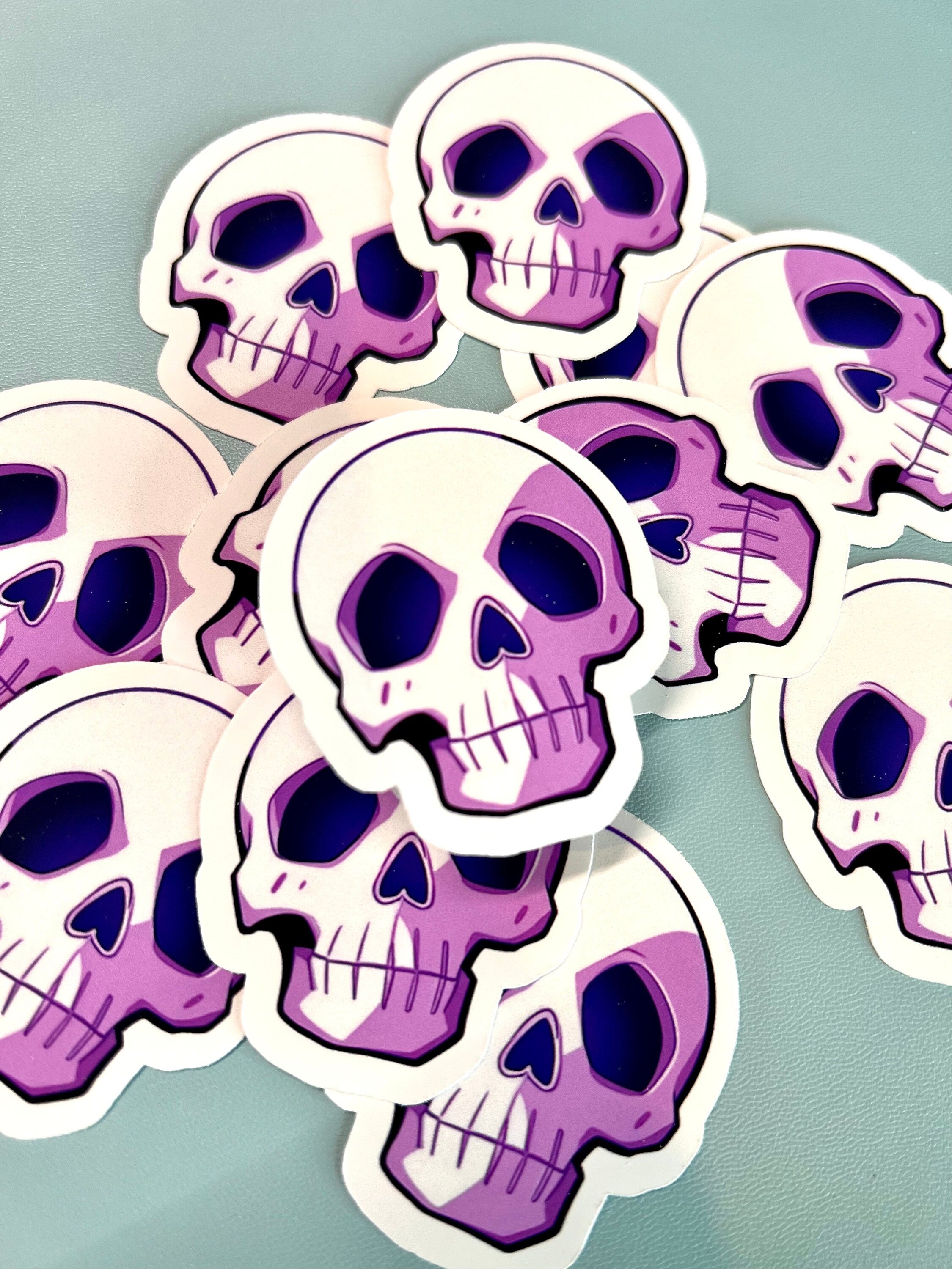 Skull Kawaii Sticker || Witchy Colorful Halloween Sticker, magic stickers, kindle stickers, laptop decal, vinyl sticker, pastel goth spooky