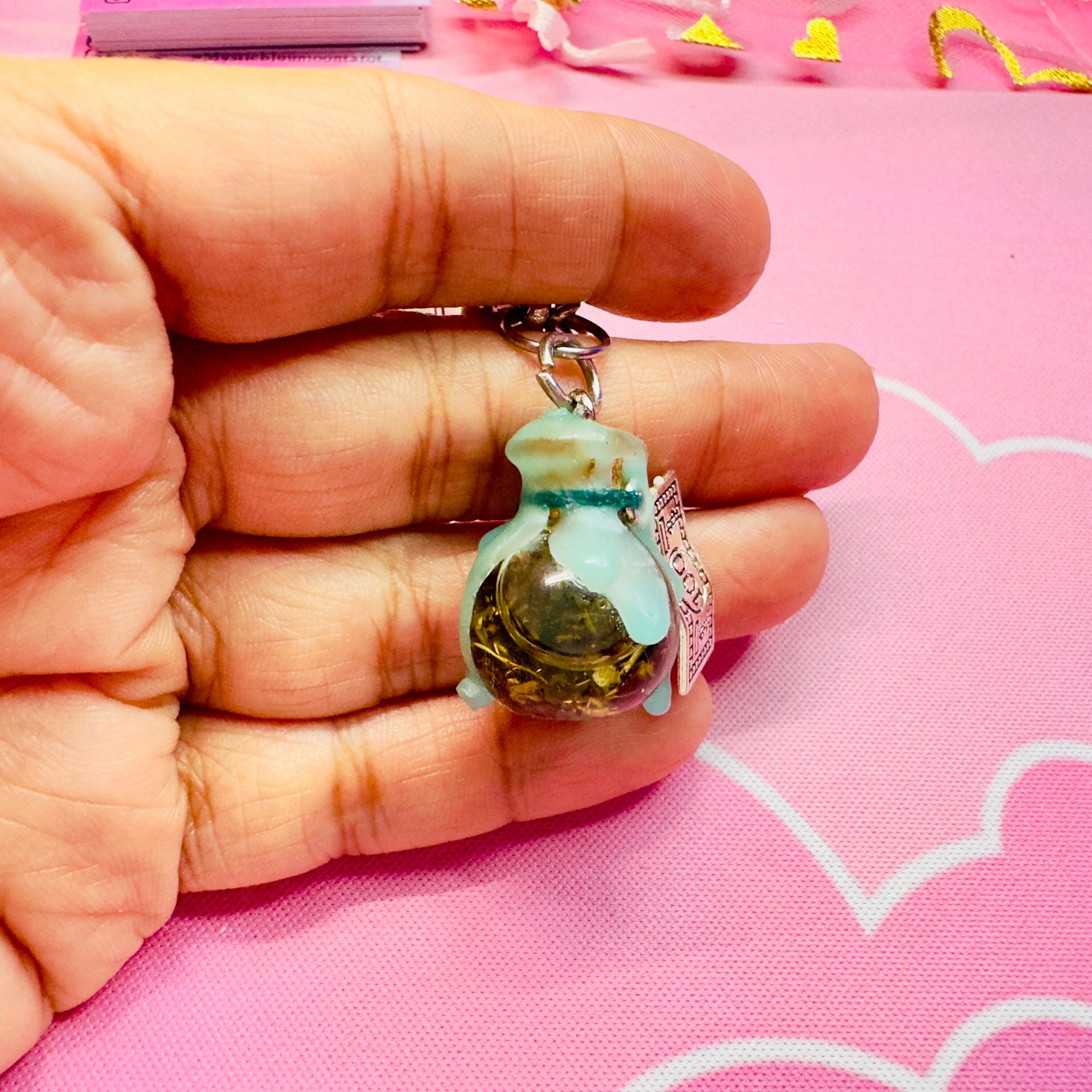 Money Spell Bottle Witchy Keychain Charms | Spiritual Jewelry | Money Luck Drawing Prosperity Hoodoo Spell Curio Witchcraft Supplied