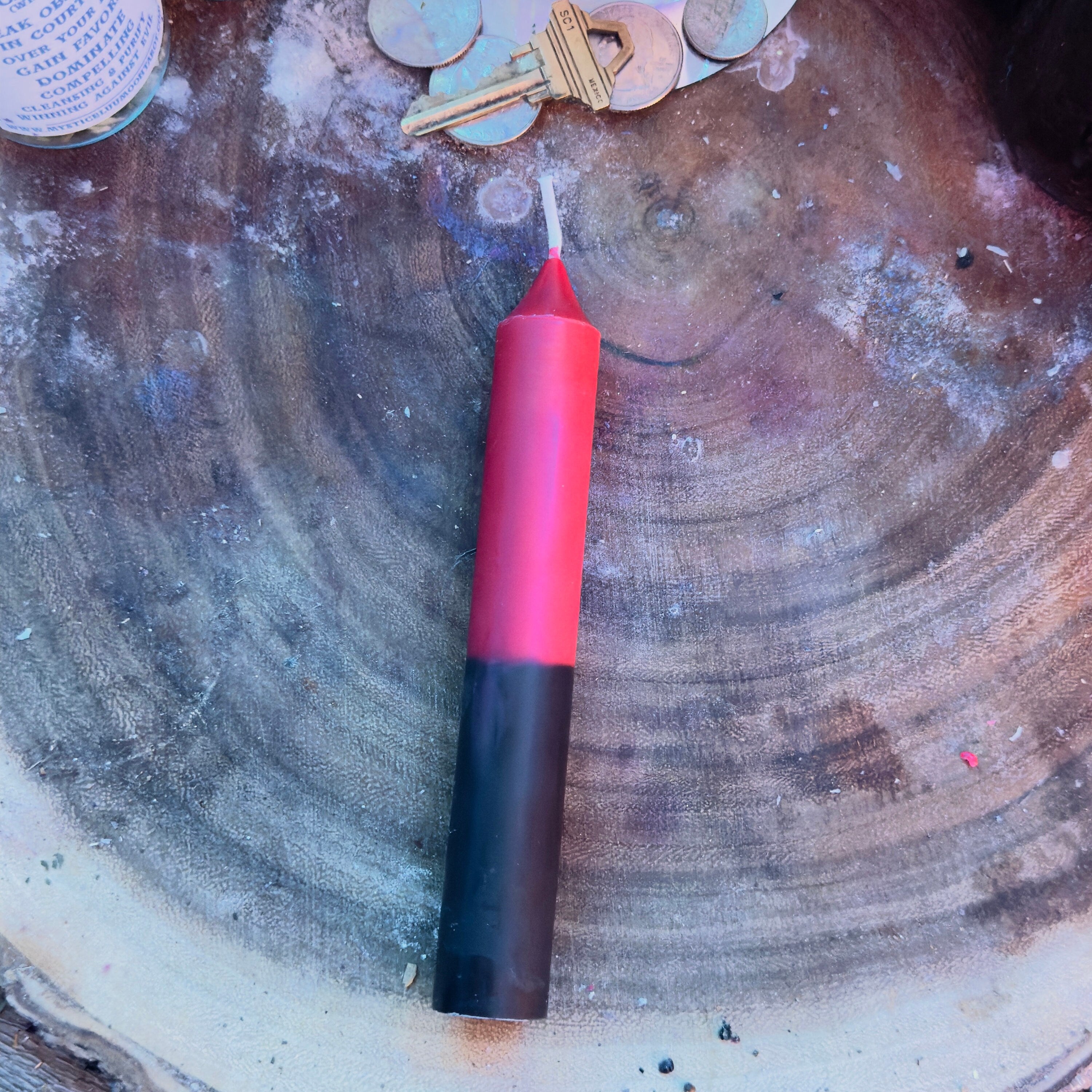 Reversing Spell Candle: Black and Red, Hand-Poured 6in Candle For Rituals, Spells, Eleggua
