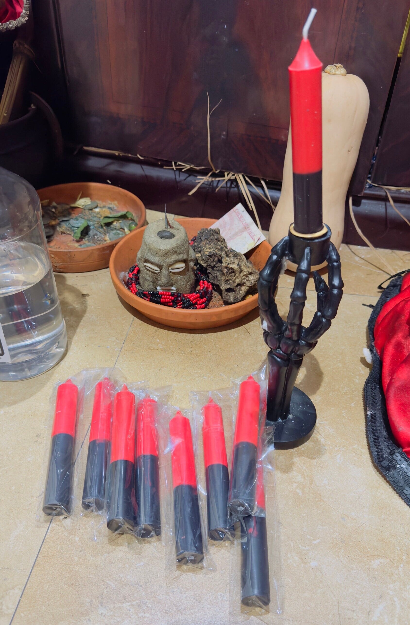 Reversing Spell Candle: Black and Red, Hand-Poured 6in Candle For Rituals, Spells, Eleggua