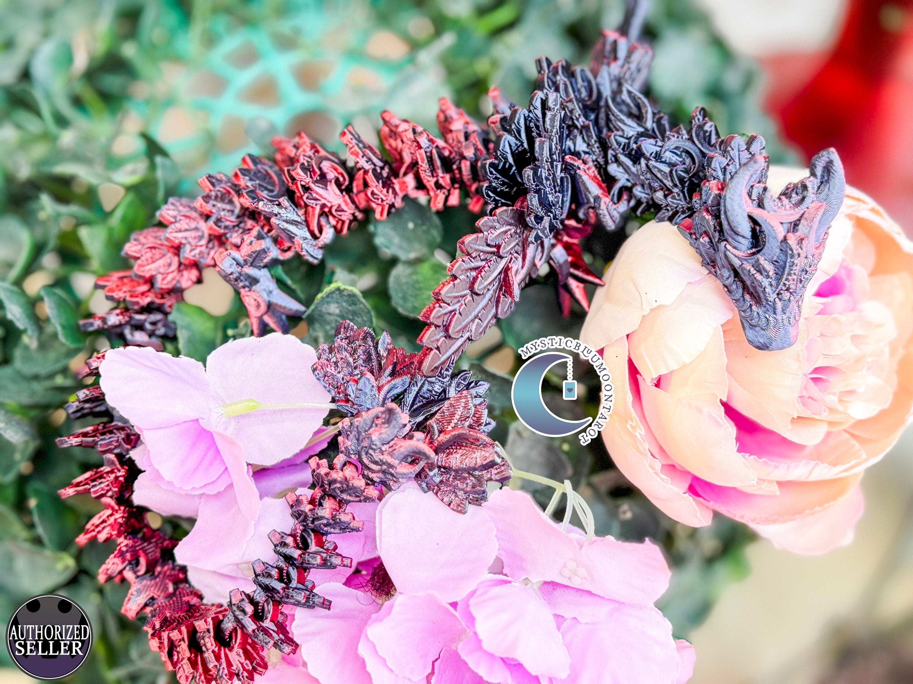 3D printed articulated crystal dragon, showcasing intricate details and flexibility, perfect for fantasy enthusiasts and collectors