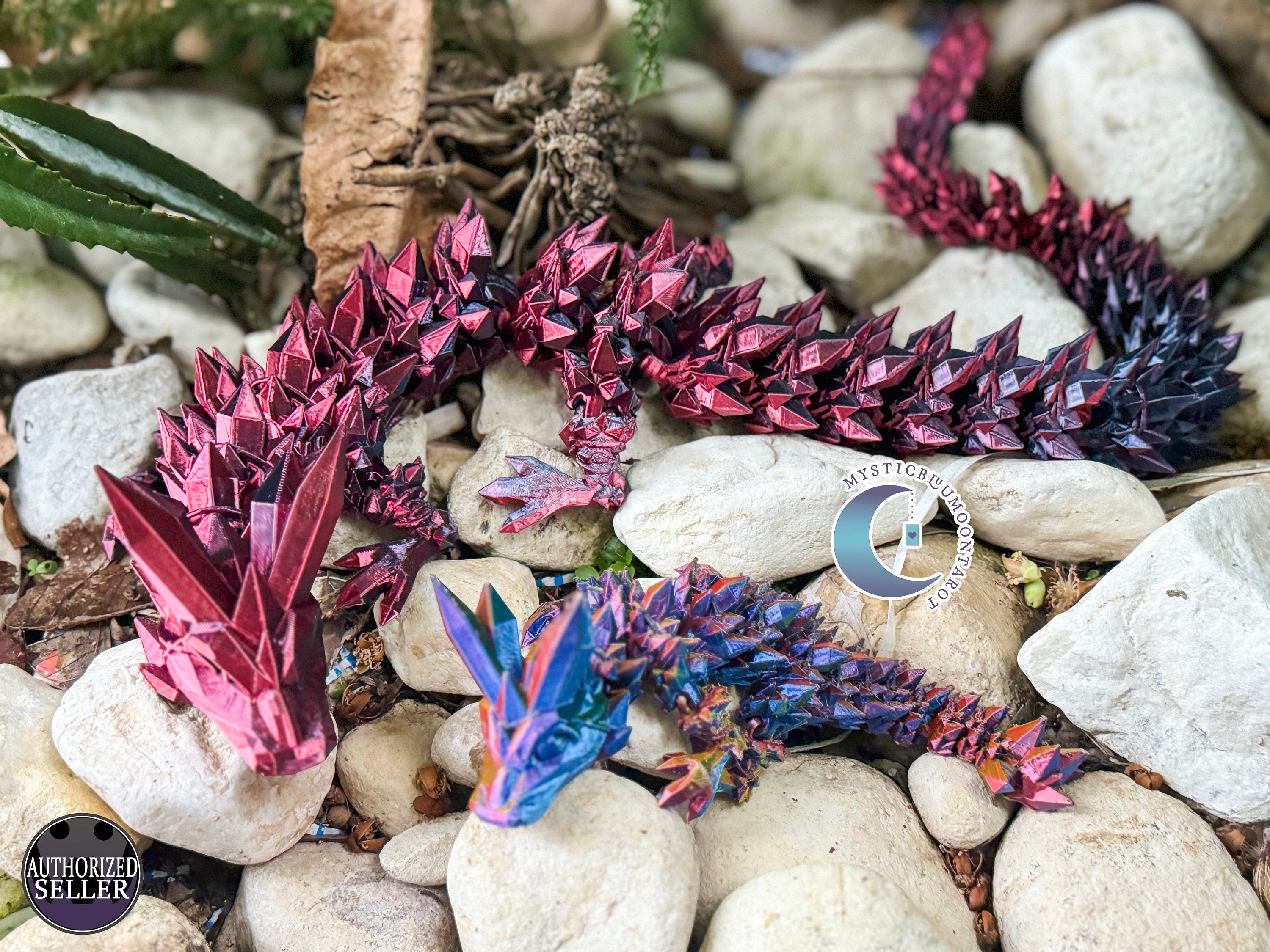 3D Printed Articulated Crystal Dragon | Crystal Gem Dragon | Fairy Dragon | Fidget | Rainbow Dragon | Dragon Decoration, Sensory toys