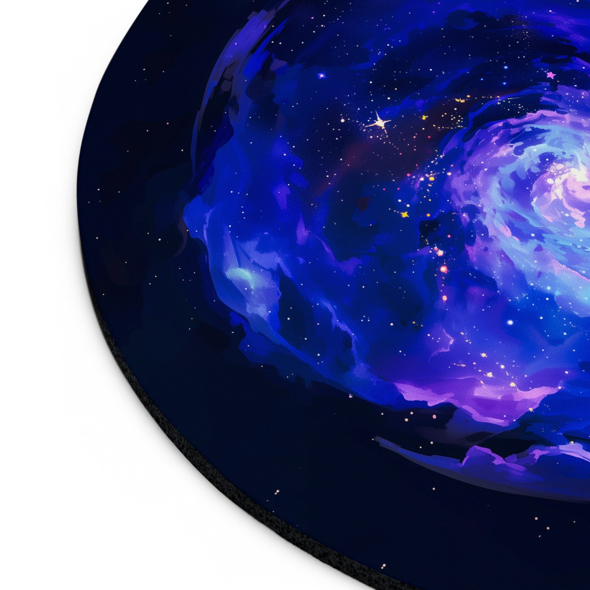 Galaxy Mousepad Cat Vaporwave Office Decor - Moon and Stars Round Mouse Pad - Cute Cozy Desk Mat - Celestial Cat Aesthetic Desktop