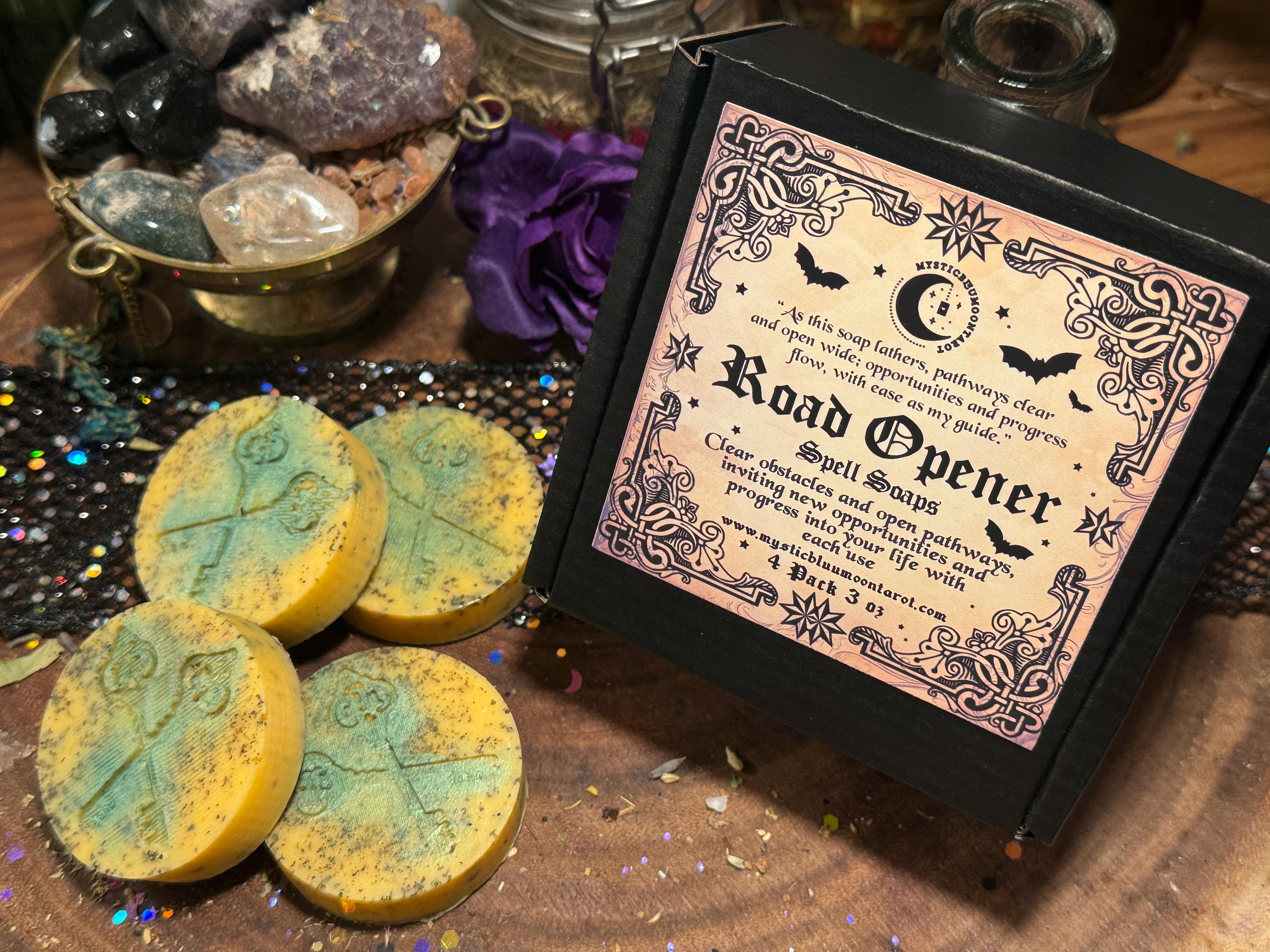 Road Opener Spell Soap | Abre Camino Open The Roads To Success, Spiritual Curio Blessed Oils and Herbs, Vegan Goat Milk, Witchcraft Soap