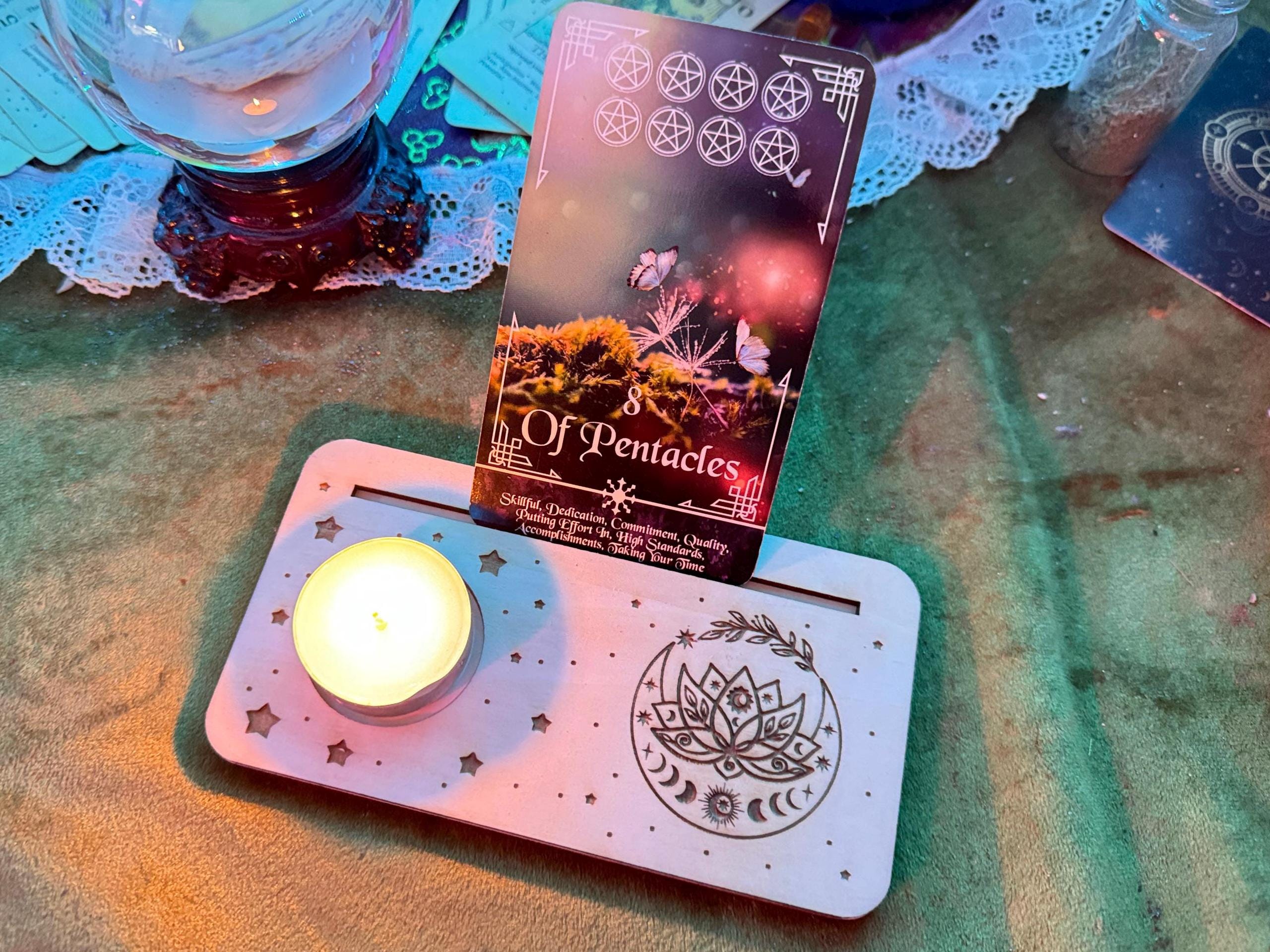 Tarot Card Stand, Wood Tarot Holder, Tarot Card Of The Day Holder, Talisman Protection For Divination Readings, Witchy Gifts