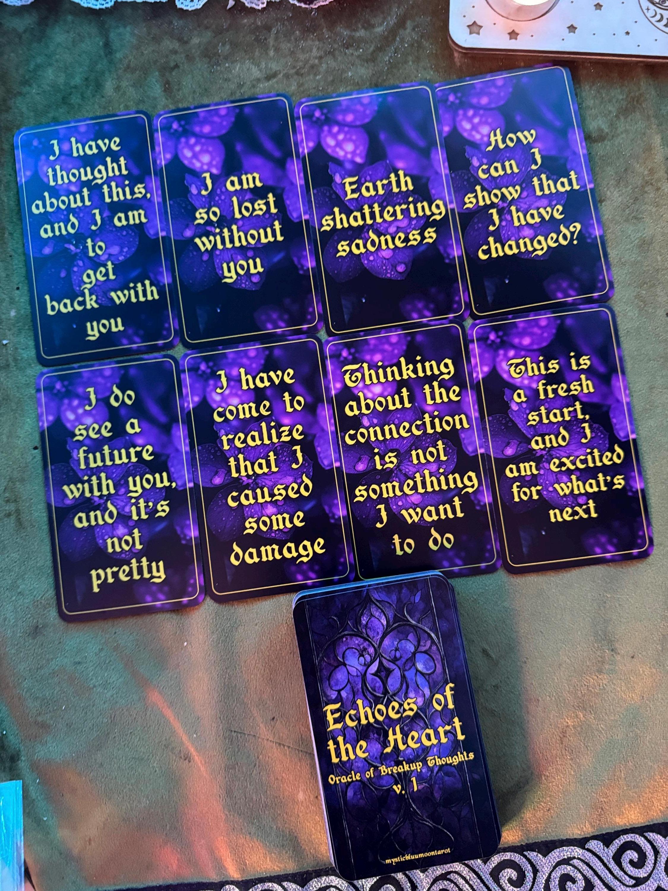 Oracle Deck Echoes Of The Heart v1 Tarot Cards Deck, Love Twin Flame Oracle Cards, Messages Deck, Dark Shadow