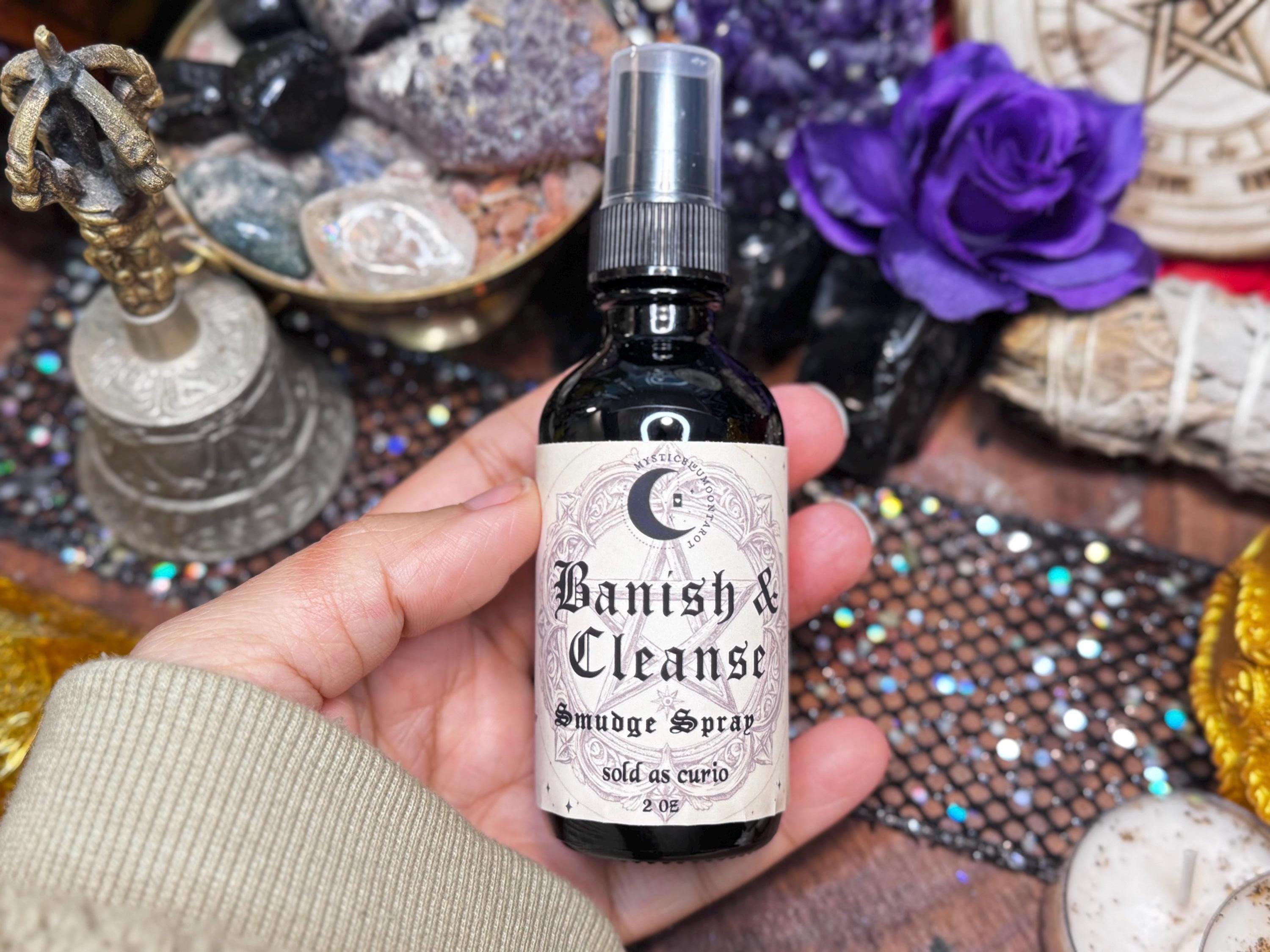 Banish And Cleanse Smudge Spray | Clear Negative Energy | Intention Spell Infused Mist Spray | Smoke-Less Spray | Gift For Her | Witchcraft