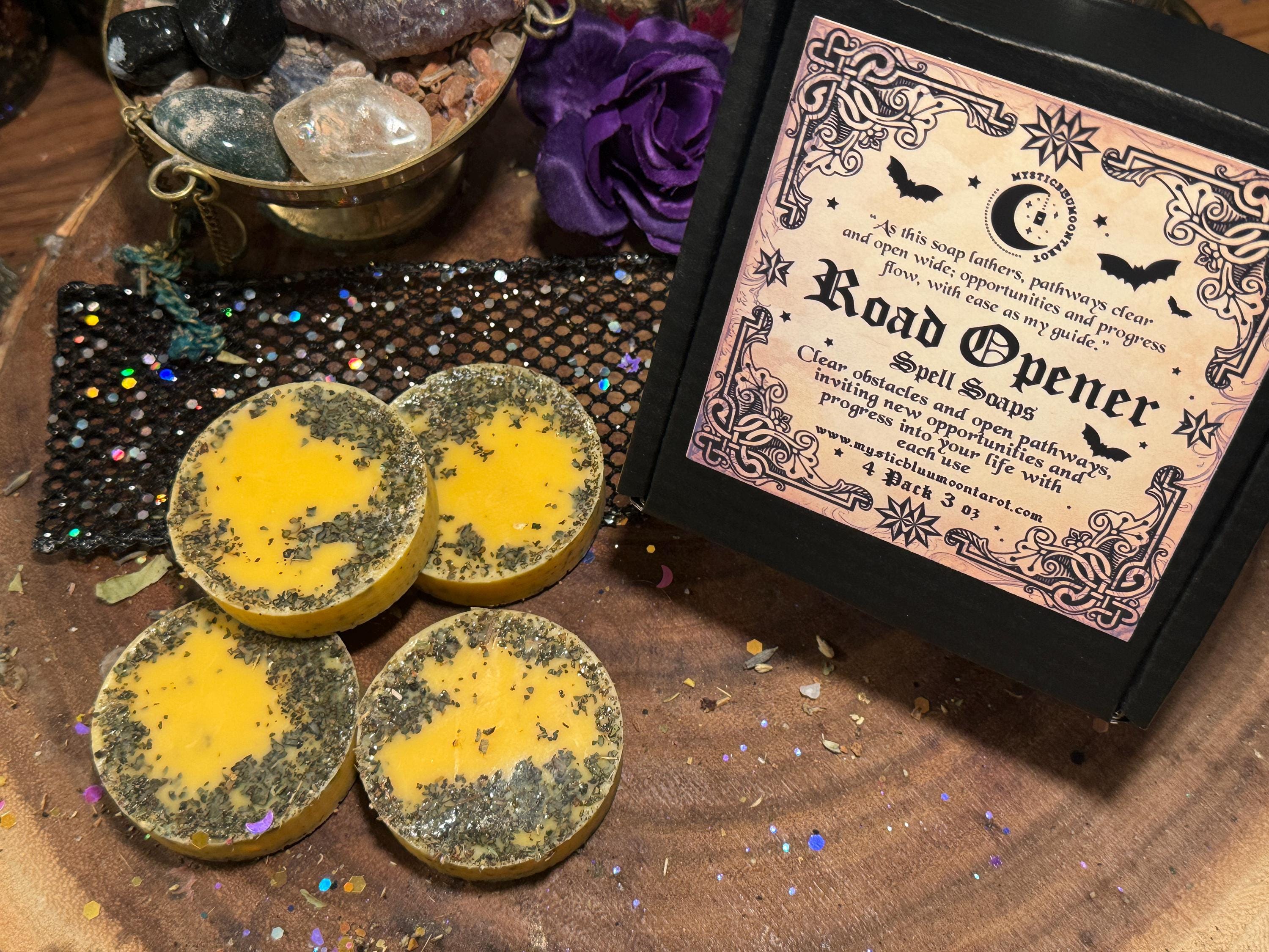 Road Opener Spell Soap | Abre Camino Open The Roads To Success, Spiritual Curio Blessed Oils and Herbs, Vegan Goat Milk, Witchcraft Soap