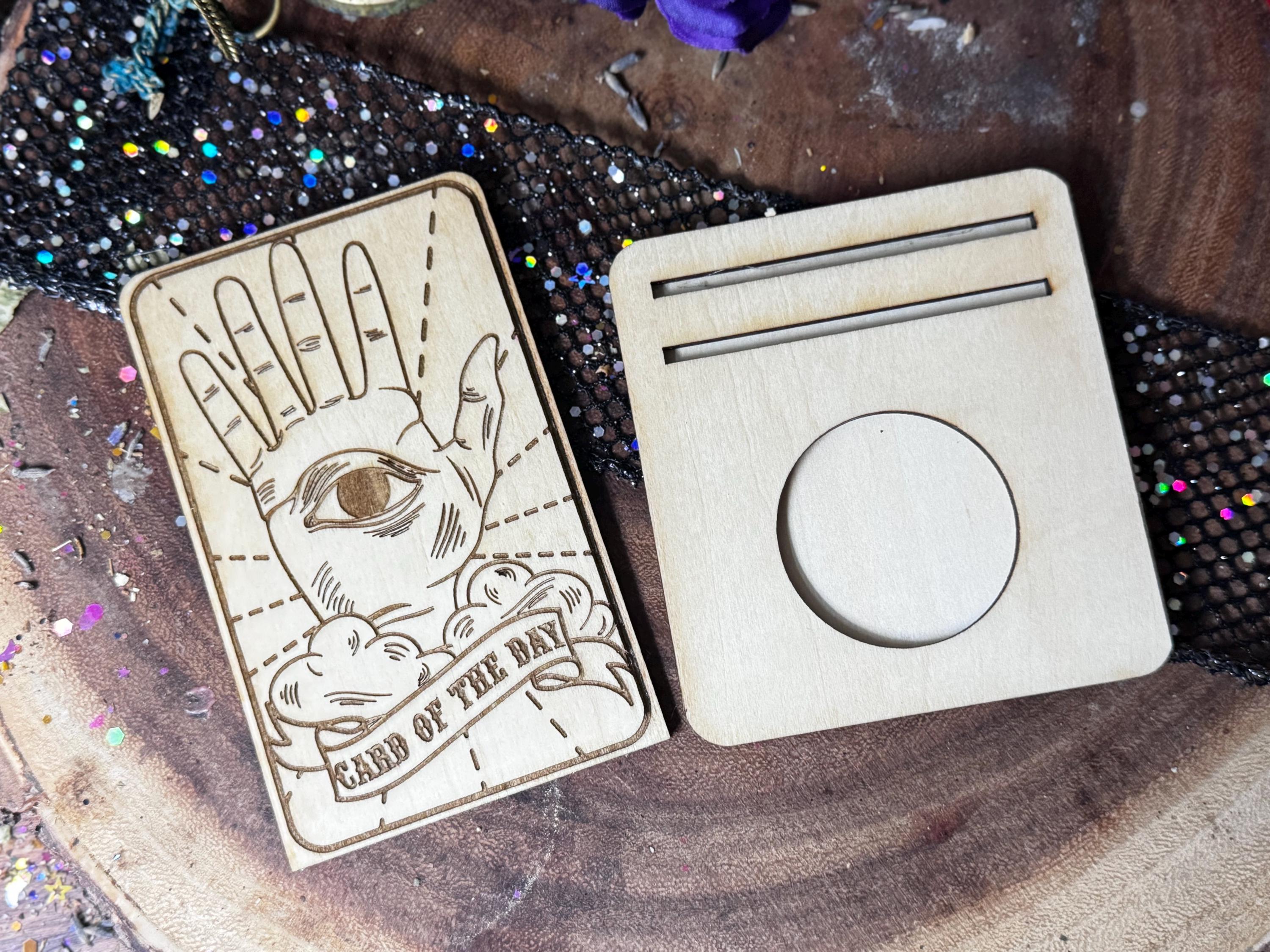 Tarot Card Stand, Wood Tarot Holder, Tarot Card Of The Day Holder, Talisman Protection For Divination Readings, Witchy Gift