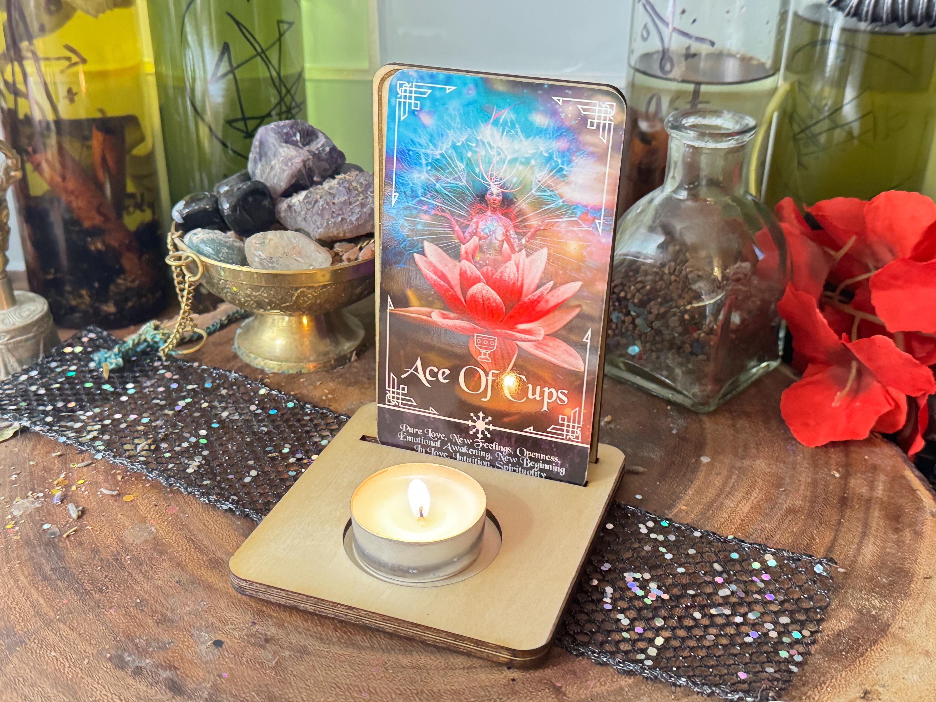 Tarot Card Stand, Wood Tarot Holder, Tarot Card Of The Day Holder, Talisman Protection For Divination Readings, Witchy Gift