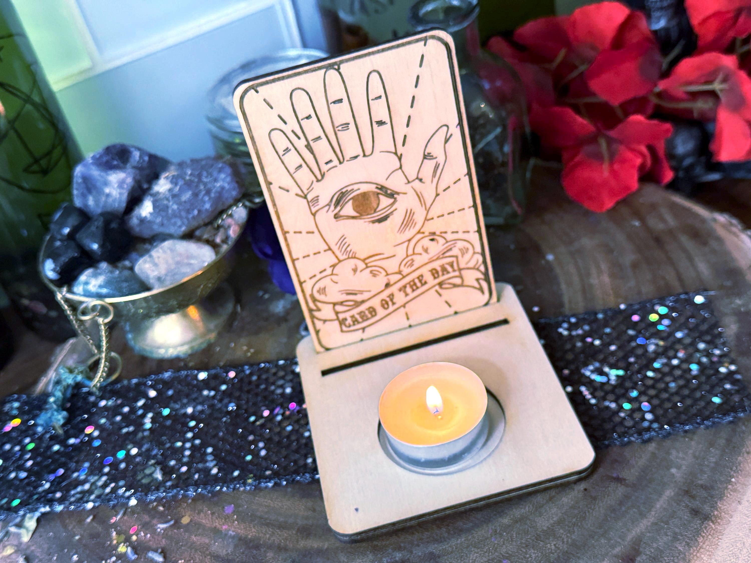 Tarot Card Stand, Wood Tarot Holder, Tarot Card Of The Day Holder, Talisman Protection For Divination Readings, Witchy Gift