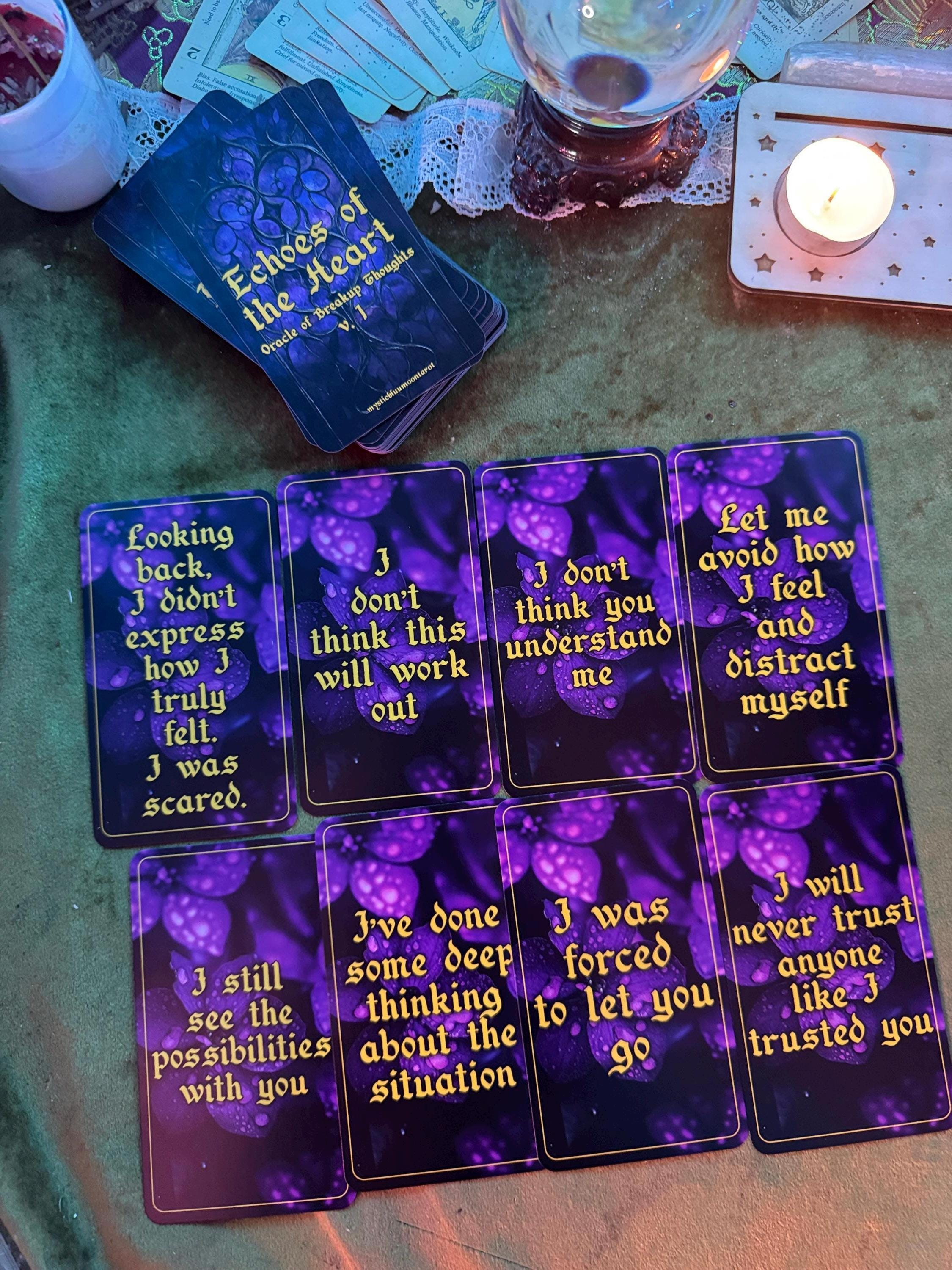 Oracle Deck Echoes Of The Heart v1 Tarot Cards Deck, Love Twin Flame Oracle Cards, Messages Deck, Dark Shadow