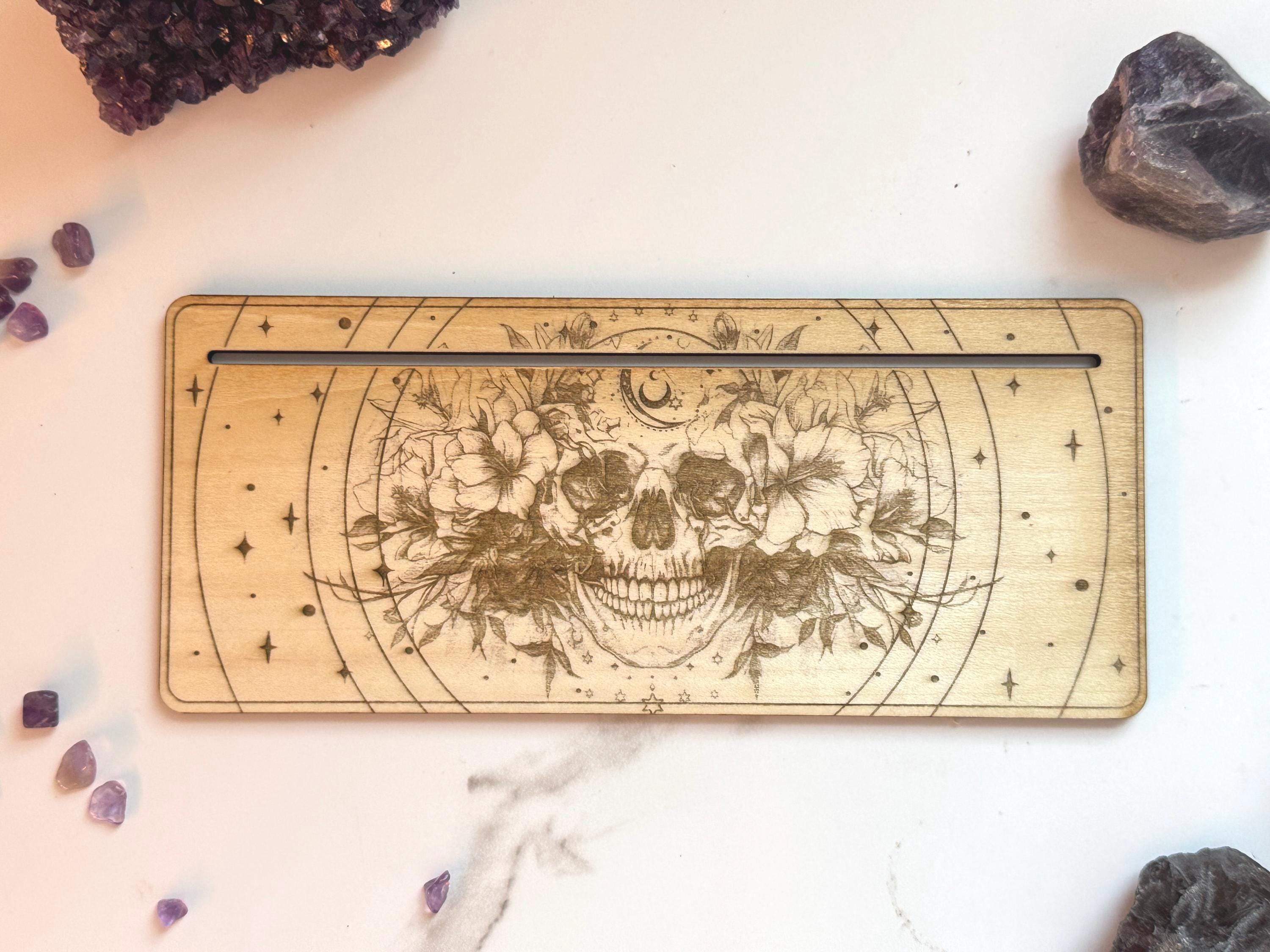 Tarot Card Holder | Card of the Day Stand Gift, Divination Decorative, 1-2 Oracle Cards, Wood Engraved Altar Decoration