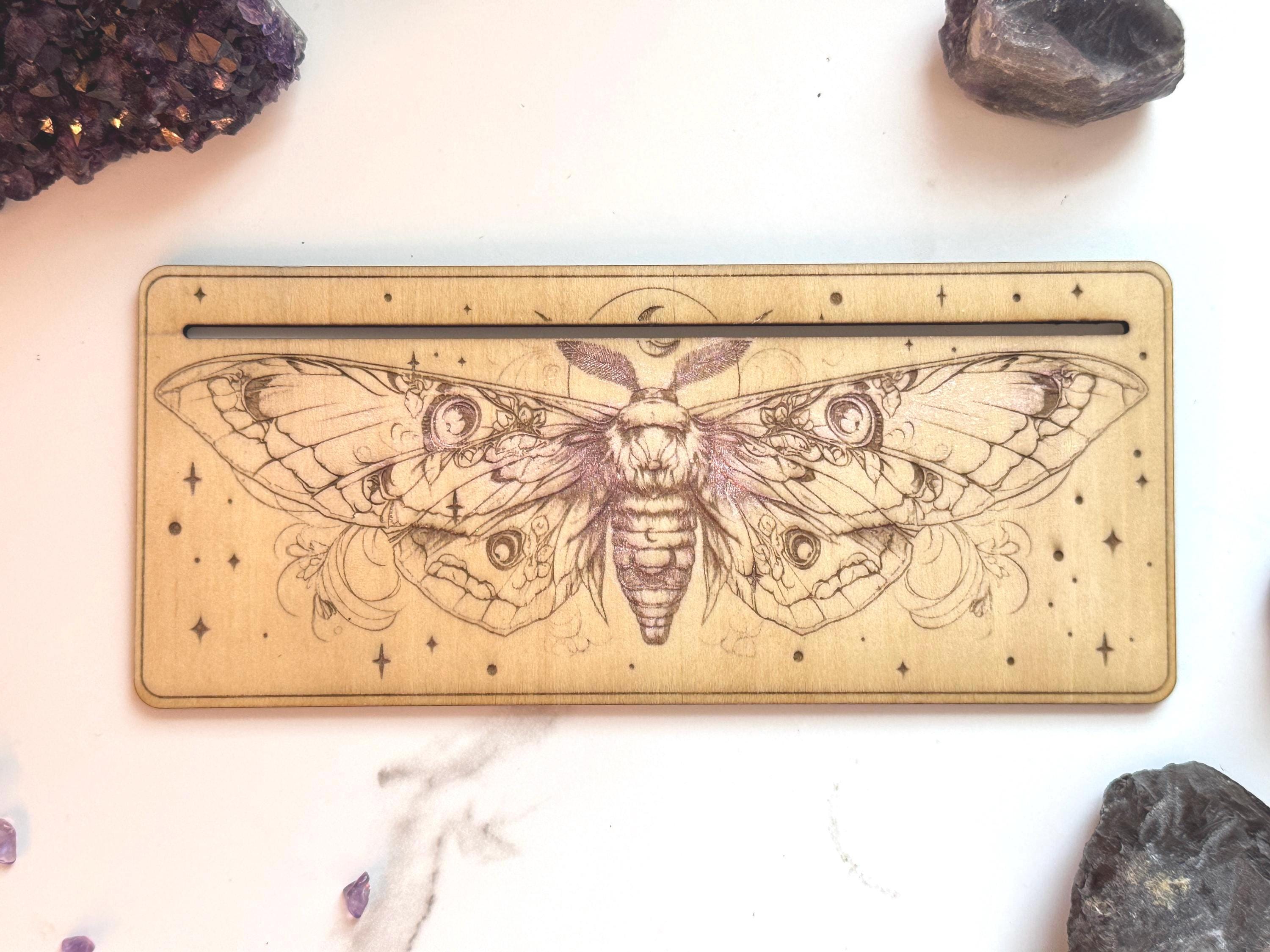 Tarot Card Holder | Card of the Day Stand Gift, Divination Decorative, 1-2 Oracle Cards, Wood Engraved Altar Decoration