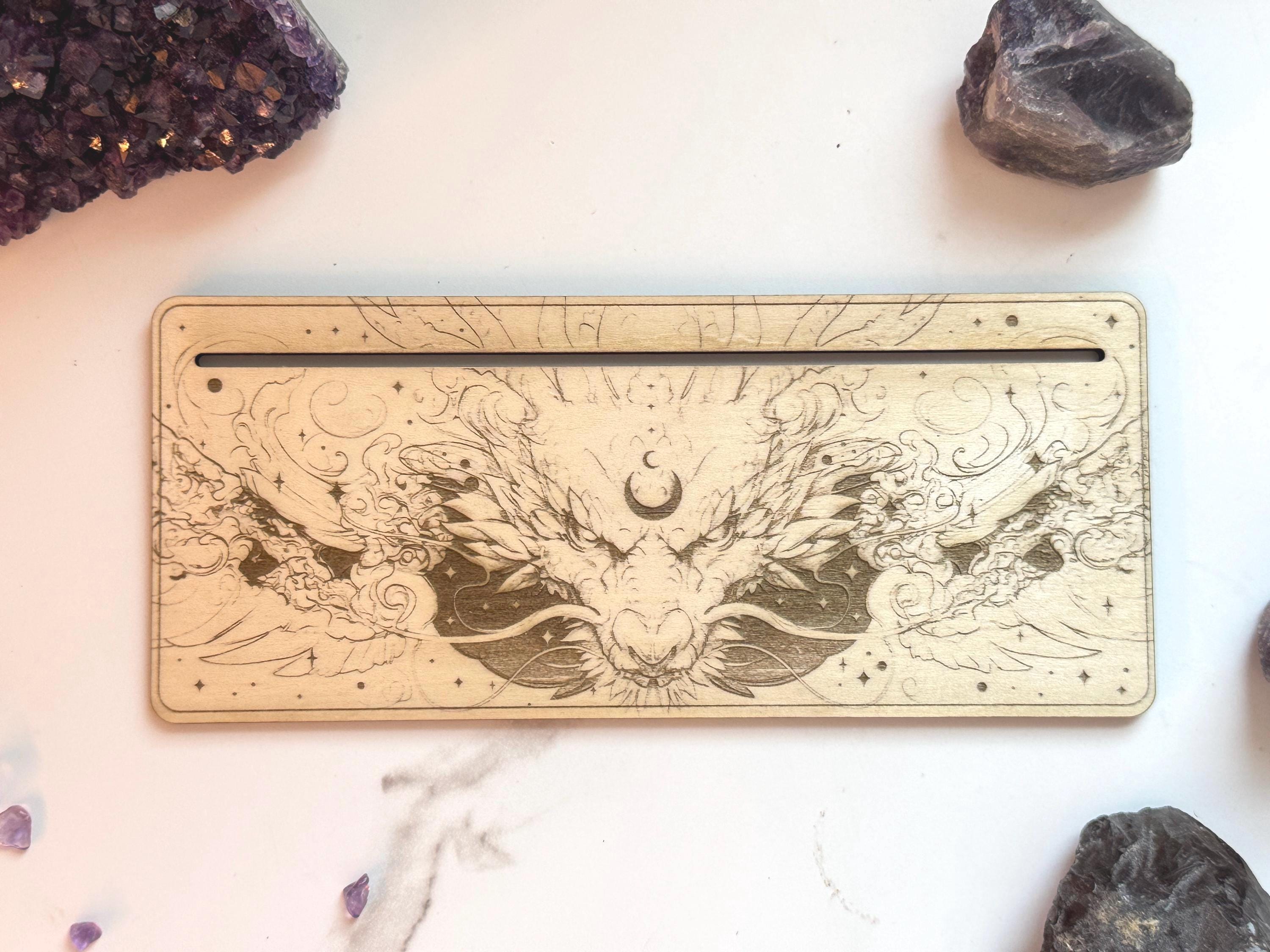 Tarot Card Holder | Card of the Day Stand Gift, Divination Decorative, 1-2 Oracle Cards, Wood Engraved Altar Decoration