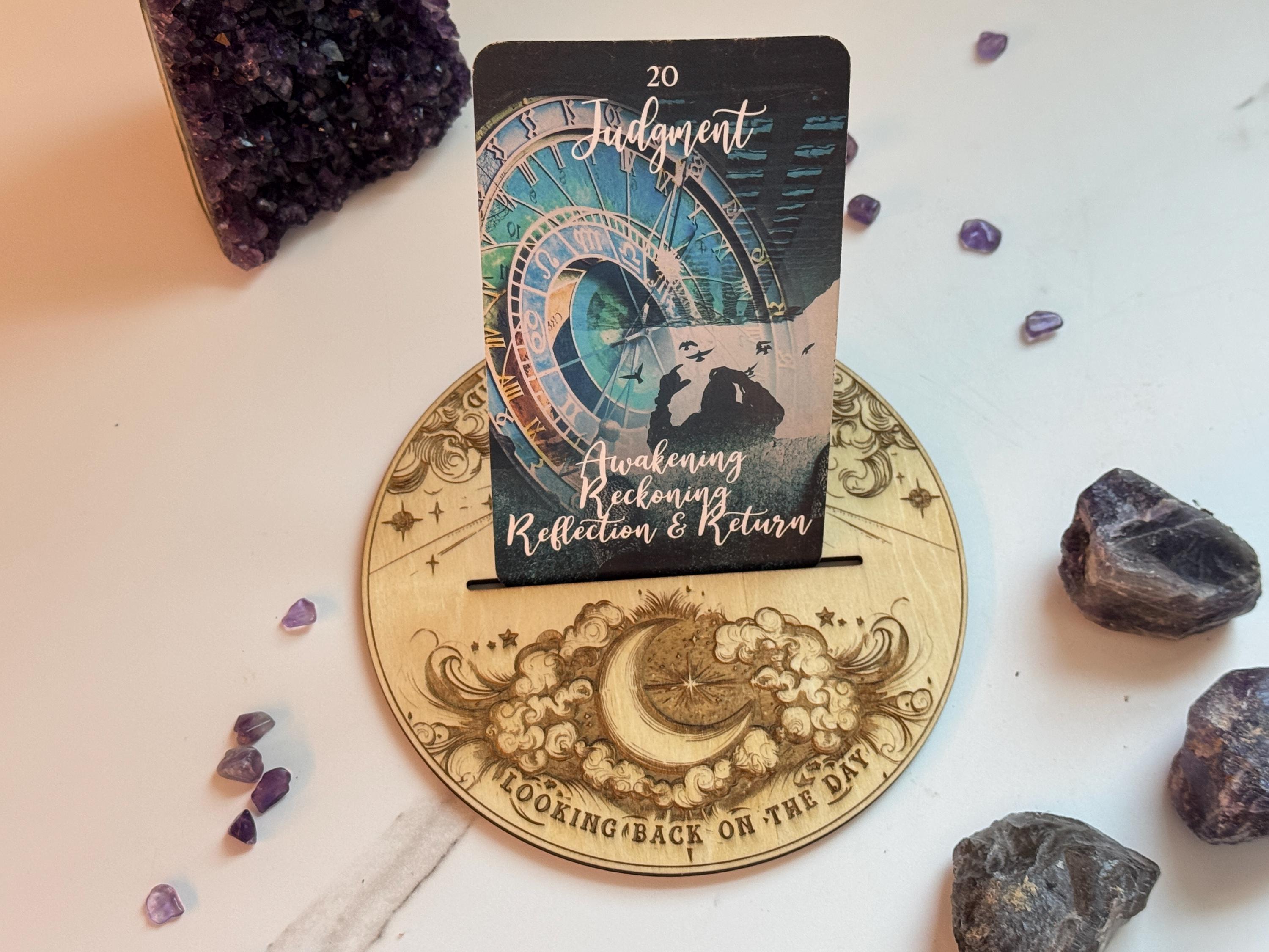 Tarot Card Display Stand | Card of the Day, Gift, Divination Decorative, 1 Oracle Card Didplay, Wood Engraved Altar Decoration