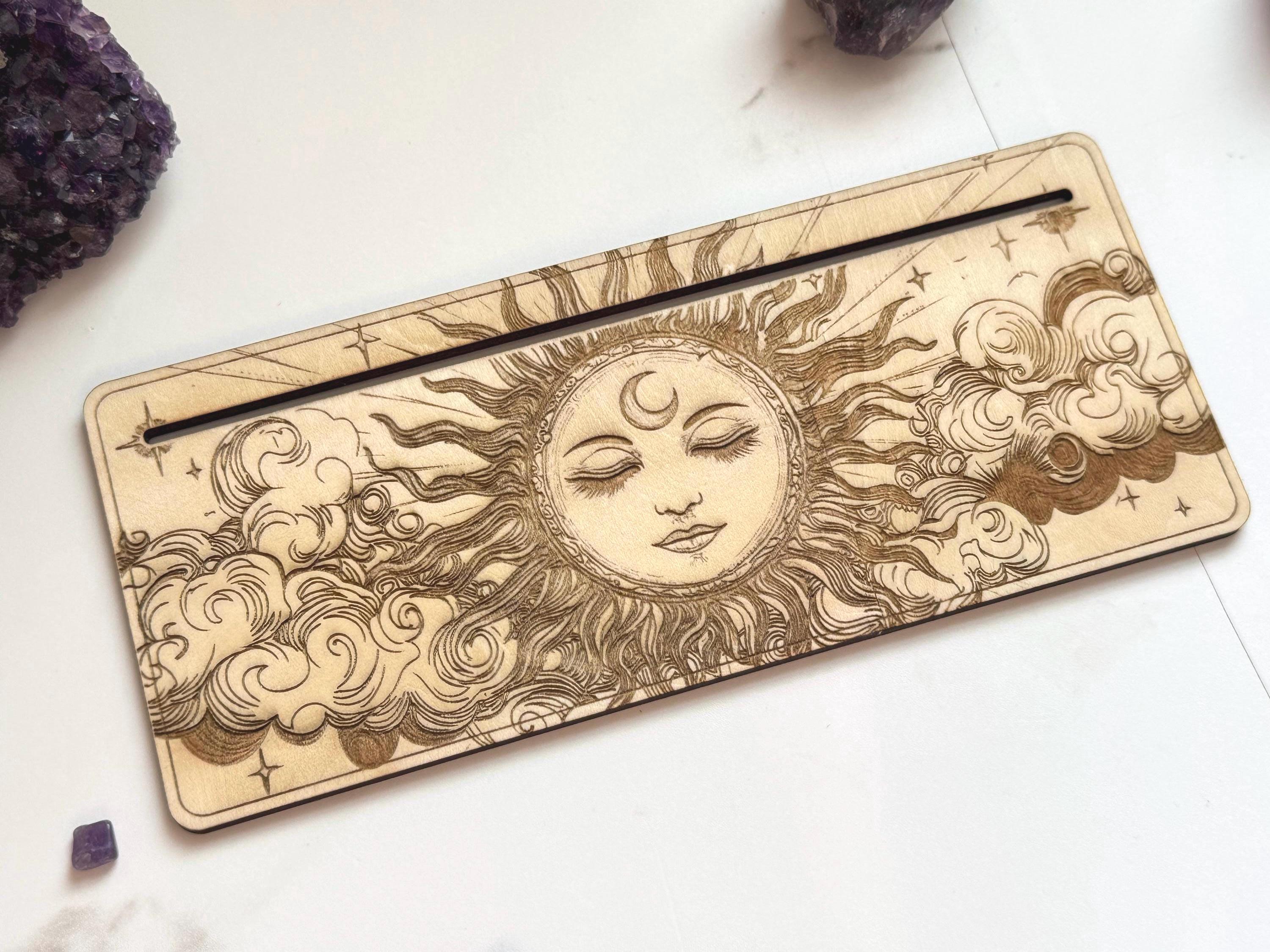 Divination Tool To Hold Your Tarot Cards For Readings, Wooden Sun Design Displays 1-2 Cards, Altar Decor For Oracle Cards, Tarot Stand
