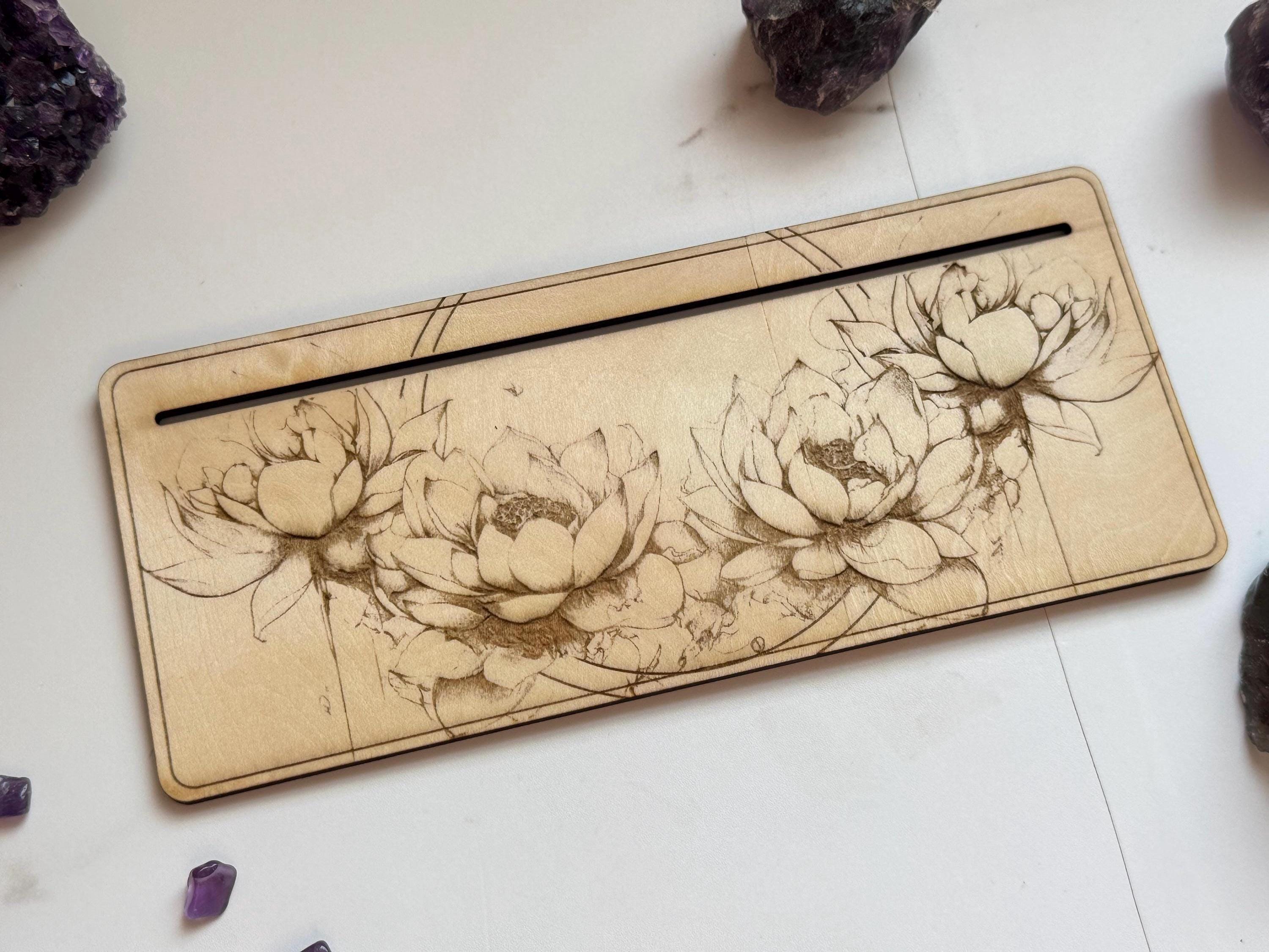 Tarot Card Holder Stand, Lotus Flower, Tarot Oracle Affirmation Card Display, Laser Engraved Divination Stand, Altar Decor, Spiritual Gift