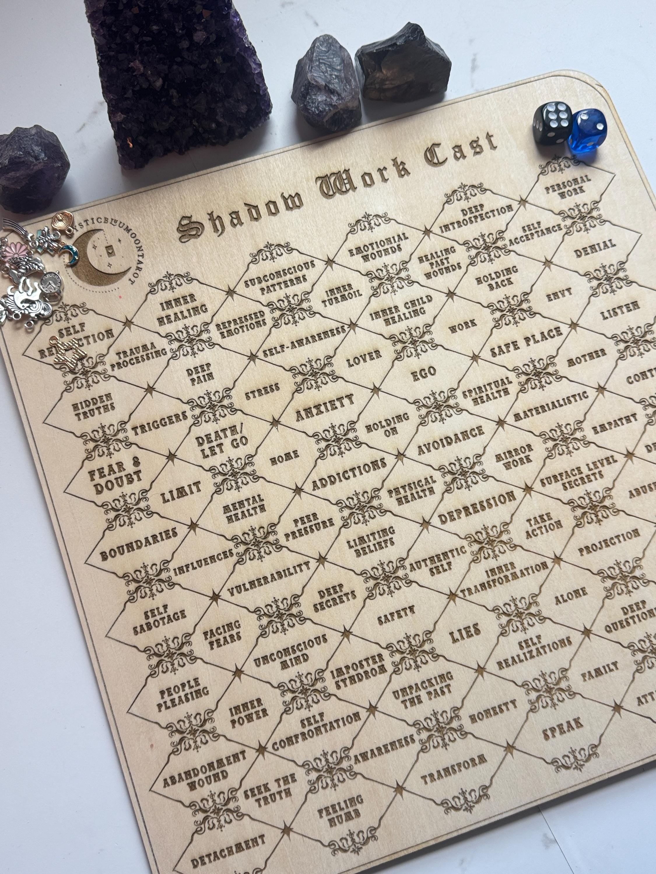 Charm Casting Board For Shadow Work - Wooden Divination Board for Self-Reflection, Healing, and Inner Work | Witchcraft & Spiritual Tool