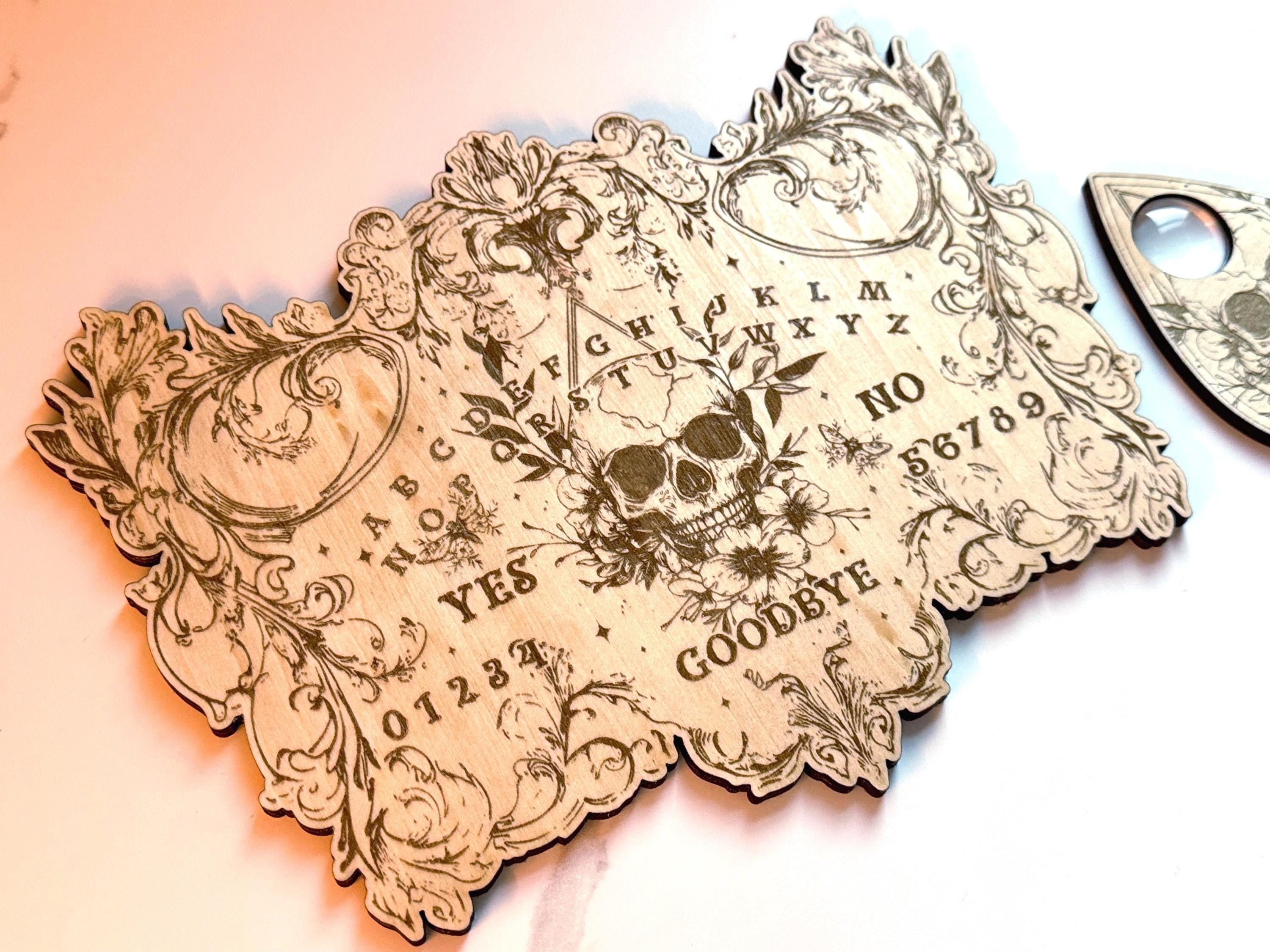 Wooden Divination Spirit Board Engraved Magic Board Ouija Board Metaphysical Message Witch's Pendulum Board Kit
