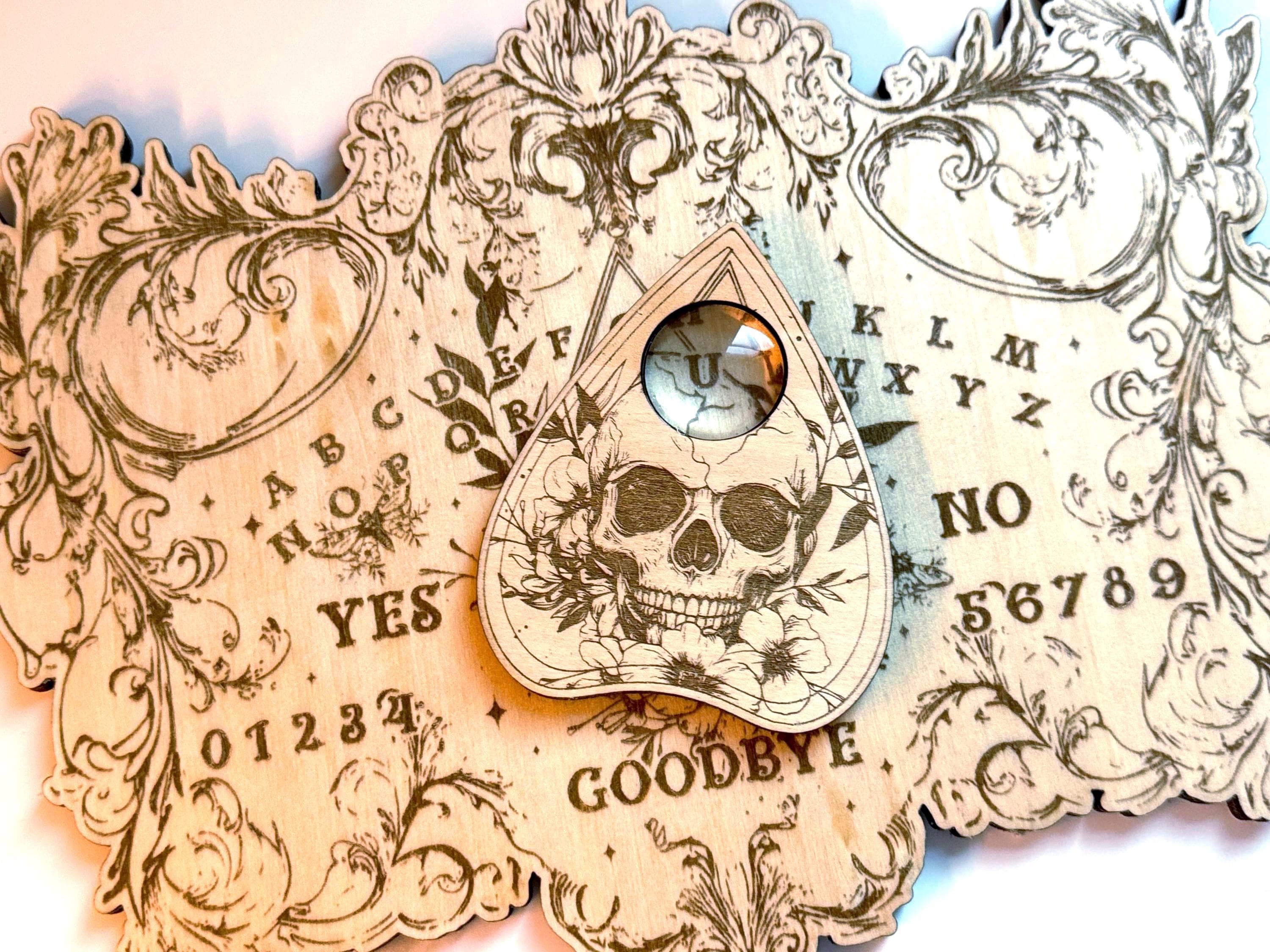 Wooden Divination Spirit Board Engraved Magic Board Ouija Board Metaphysical Message Witch's Pendulum Board Kit