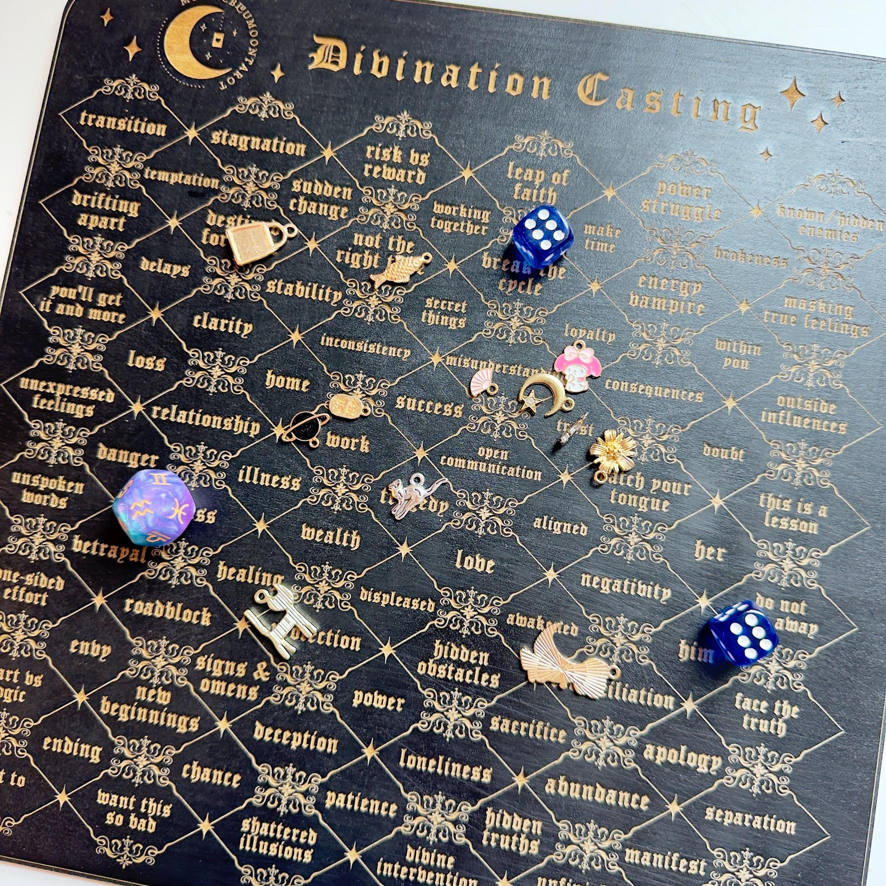 Black Divination Casting Board for Charm Casting & Rune Readings | Dice Spiritual Tool