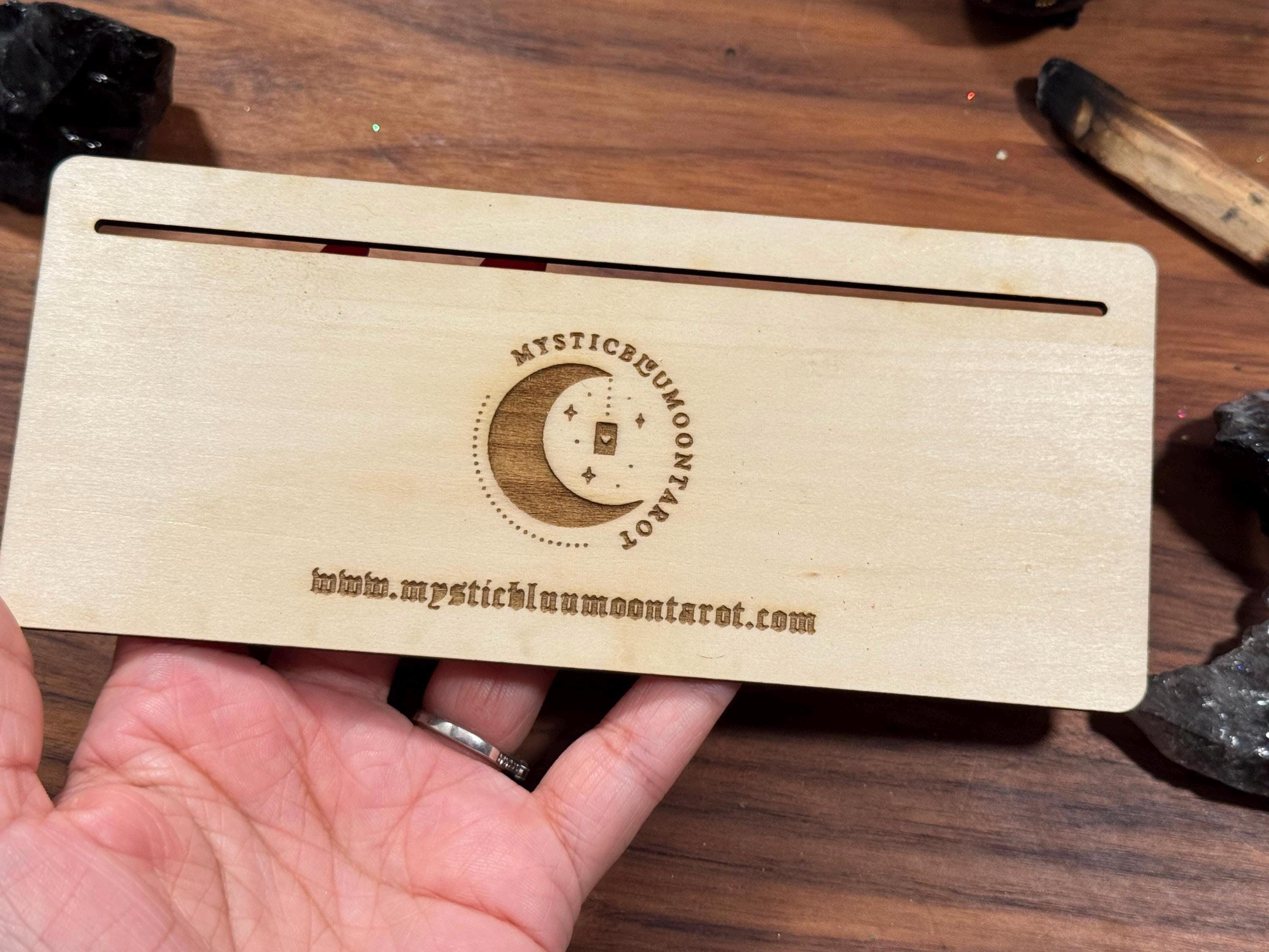 Mystic Dragon Tarot Card Stand – Wooden Engraved Tarot Display for 1-2 Cards, Oracle Card Holder, Card of the Day Stand, Altar Decor