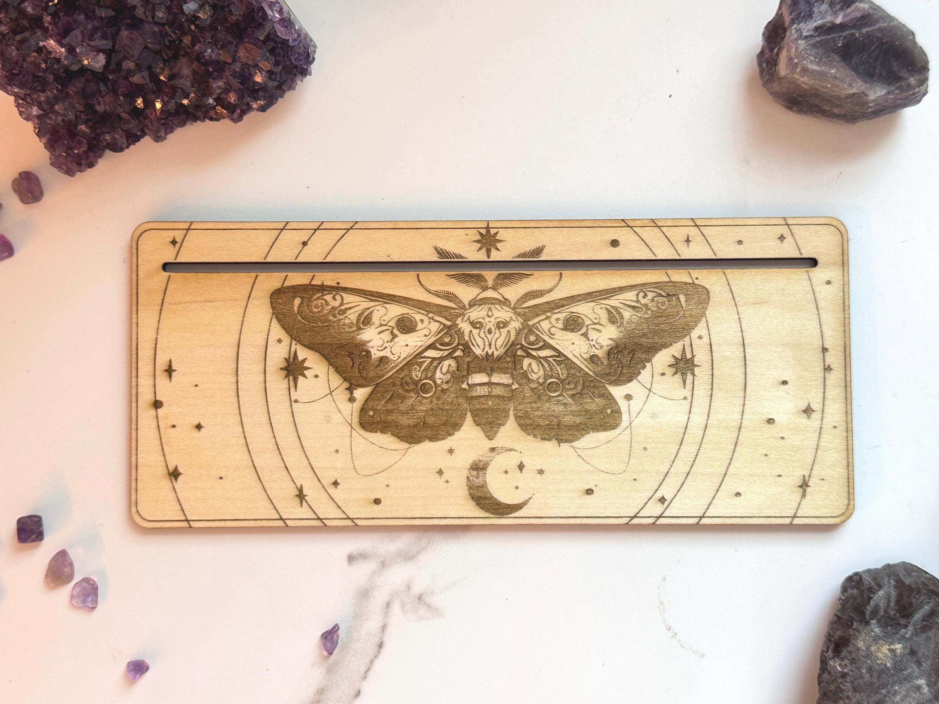 Tarot Card Holder | Card of the Day Stand Gift, Divination Decorative, 1-2 Oracle Cards, Wood Engraved Altar Decoration