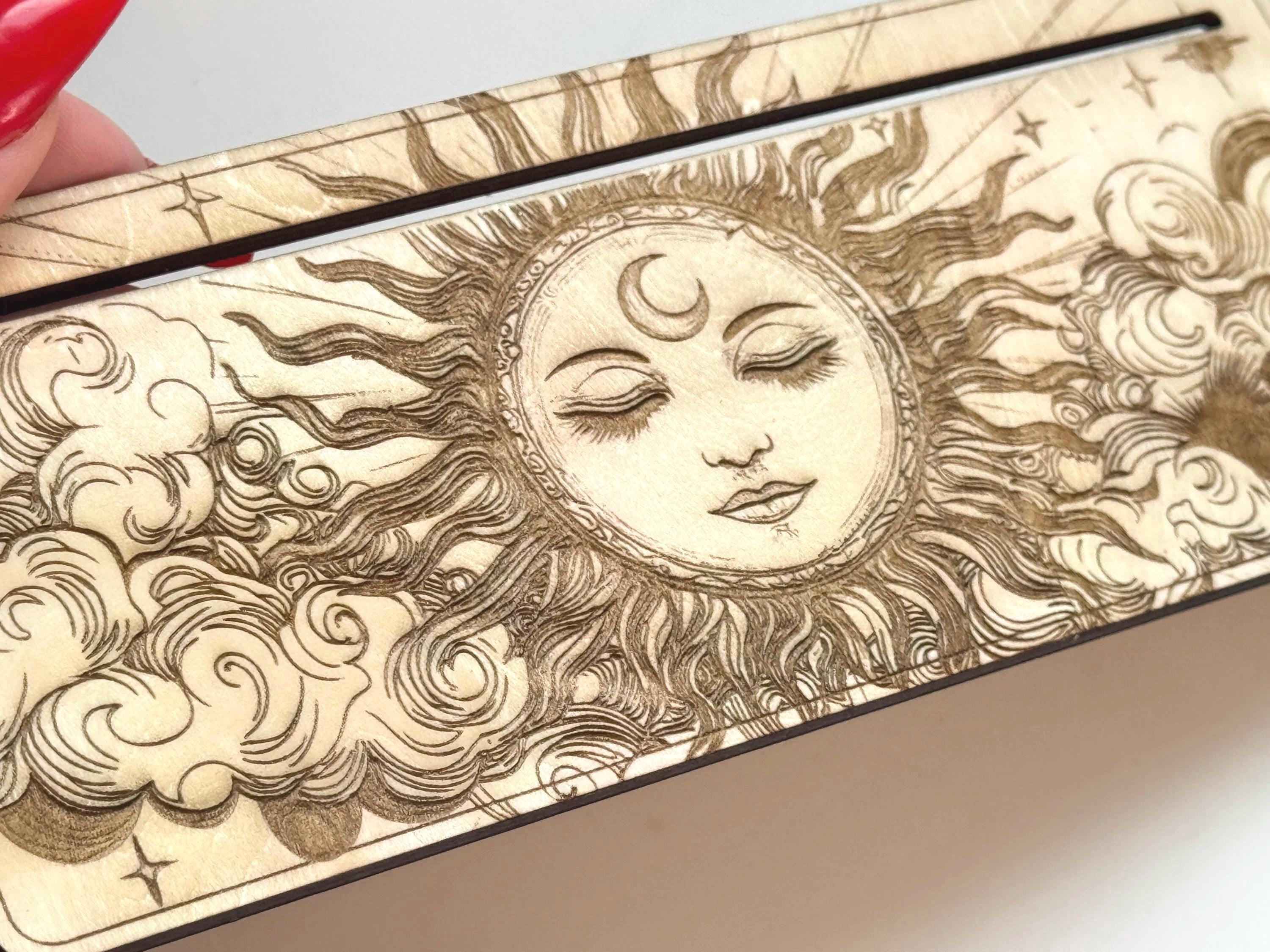 Divination Tool To Hold Your Tarot Cards For Readings, Wooden Sun Design Displays 1-2 Cards, Altar Decor For Oracle Cards, Tarot Stand