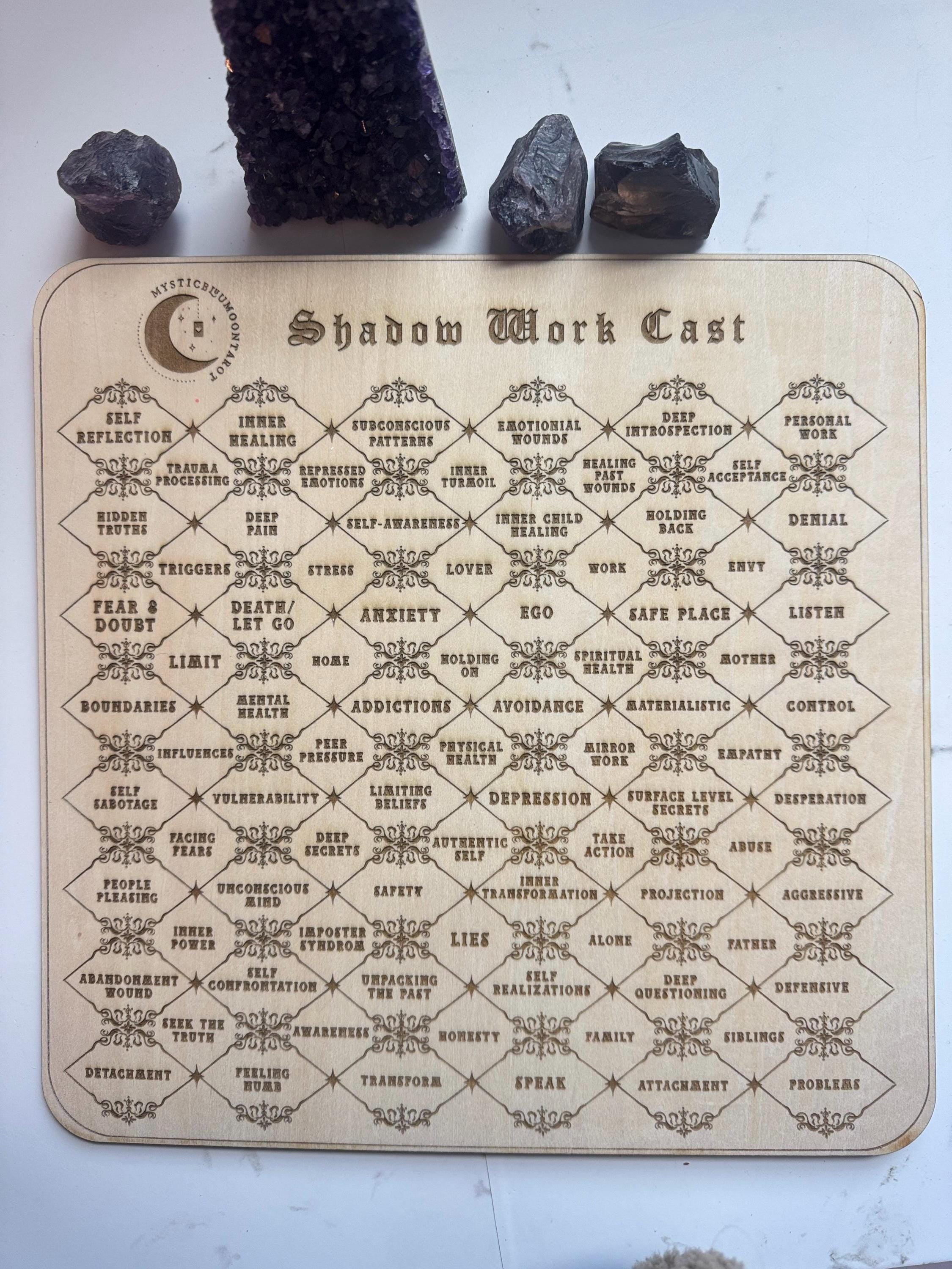 Charm Casting Board For Shadow Work - Wooden Divination Board for Self-Reflection, Healing, and Inner Work | Witchcraft & Spiritual Tool
