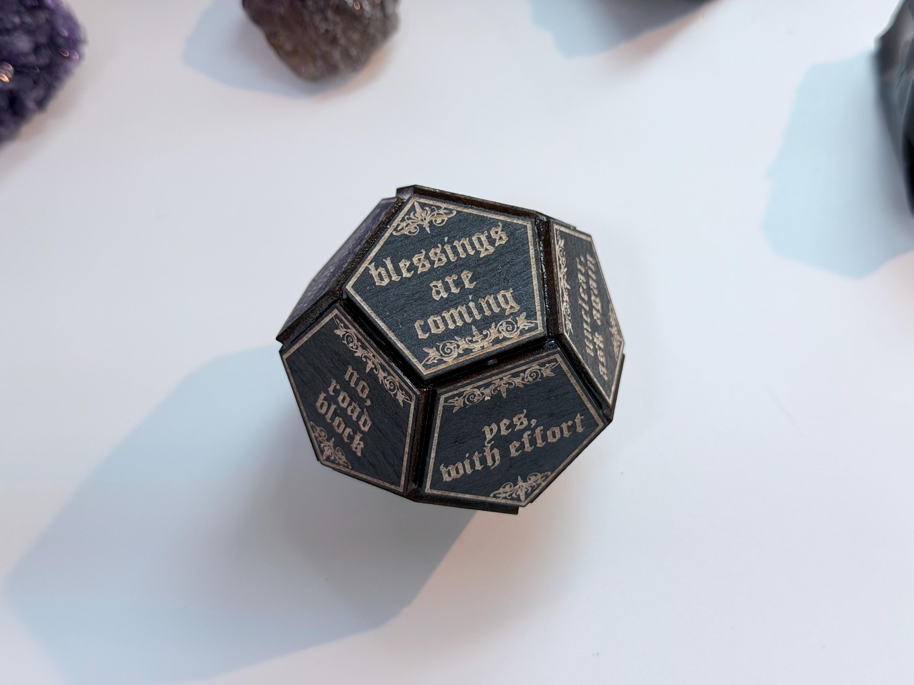 Black Divination Dice Set: Fortune-Telling Spiritual Tool, Witchy Gift